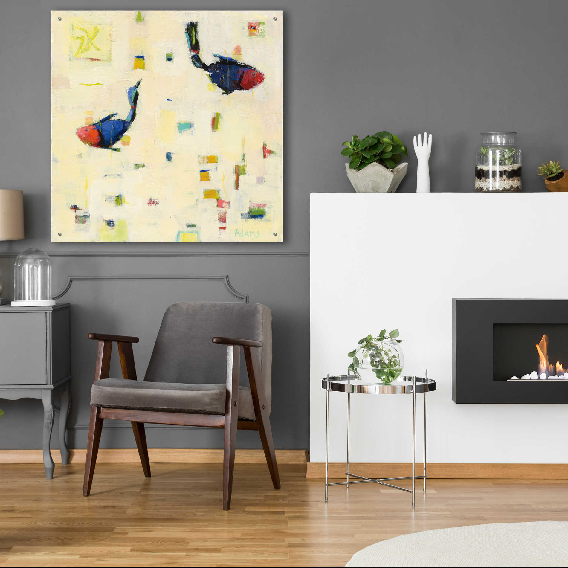 Epic Art 'One Fish Two Fish' by Phyllis Adams, Acrylic Glass Wall Art,36x36