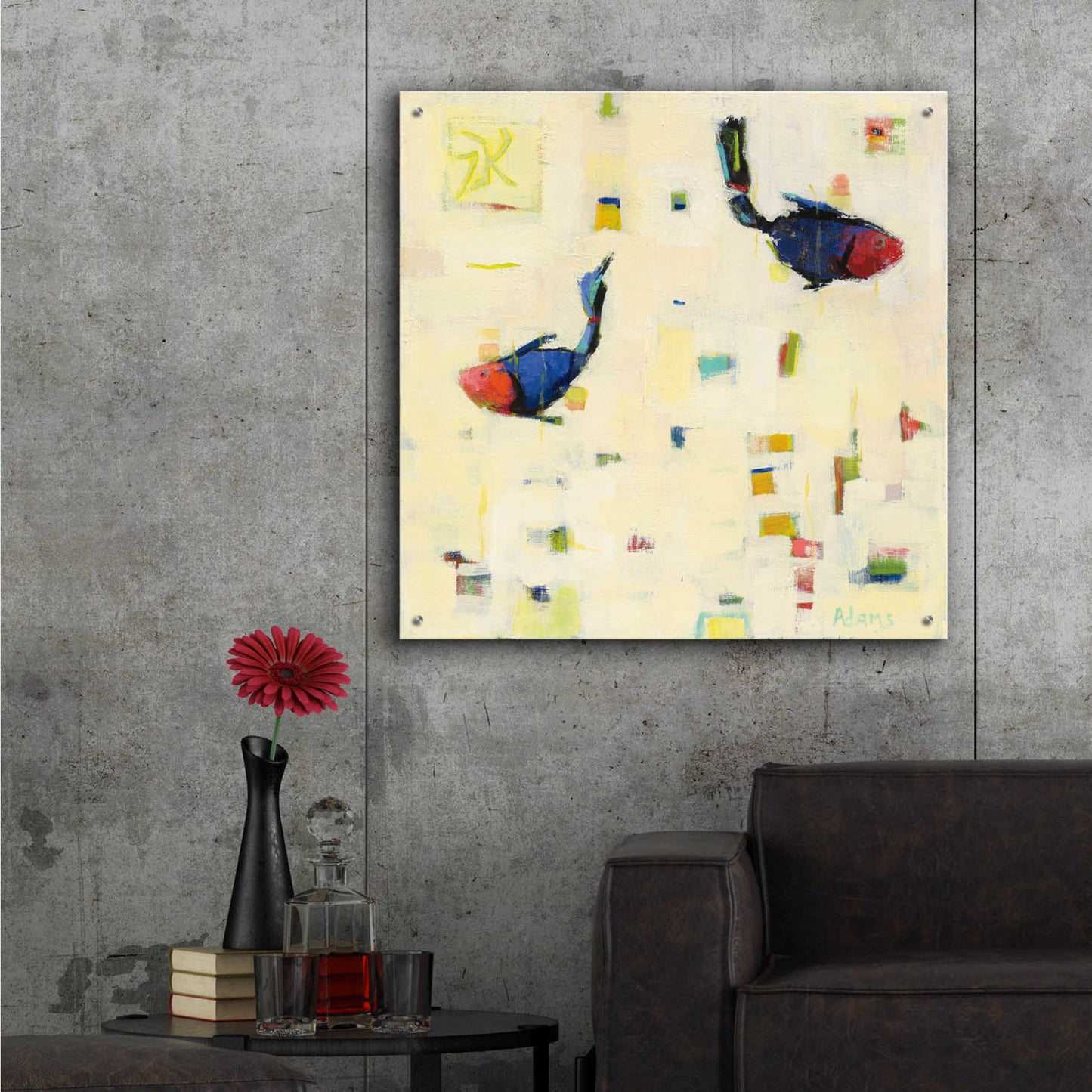 Epic Art 'One Fish Two Fish' by Phyllis Adams, Acrylic Glass Wall Art,36x36