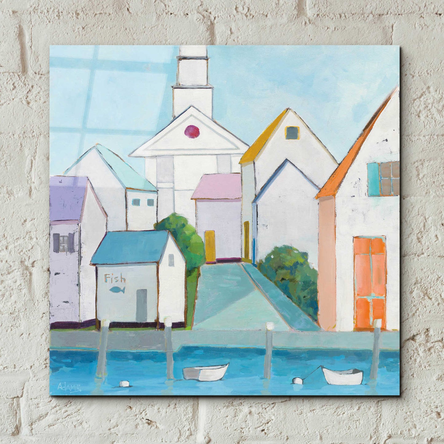 Epic Art 'Harbor Town III' by Phyllis Adams, Acrylic Glass Wall Art,12x12