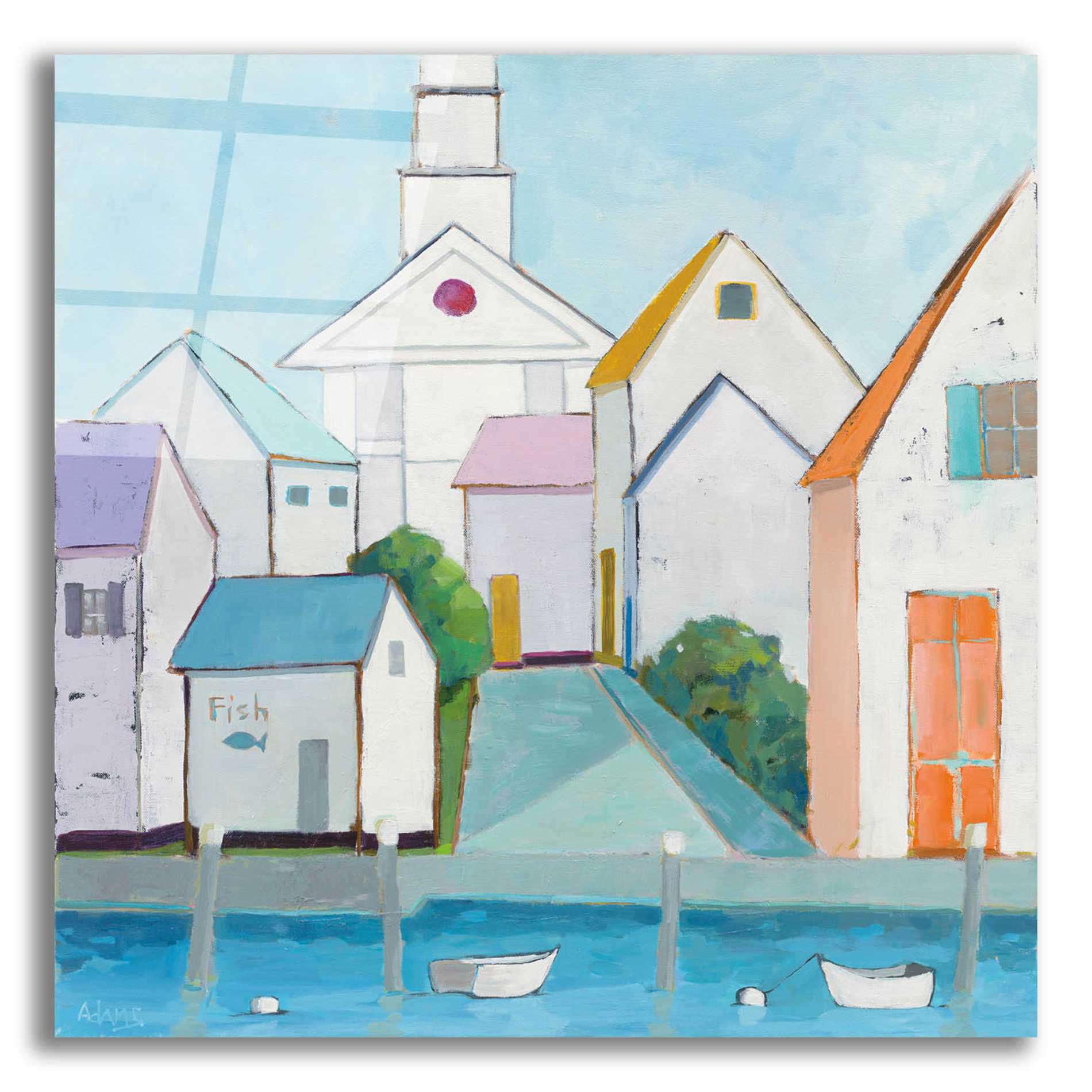 Epic Art 'Harbor Town III' by Phyllis Adams, Acrylic Glass Wall Art,12x12