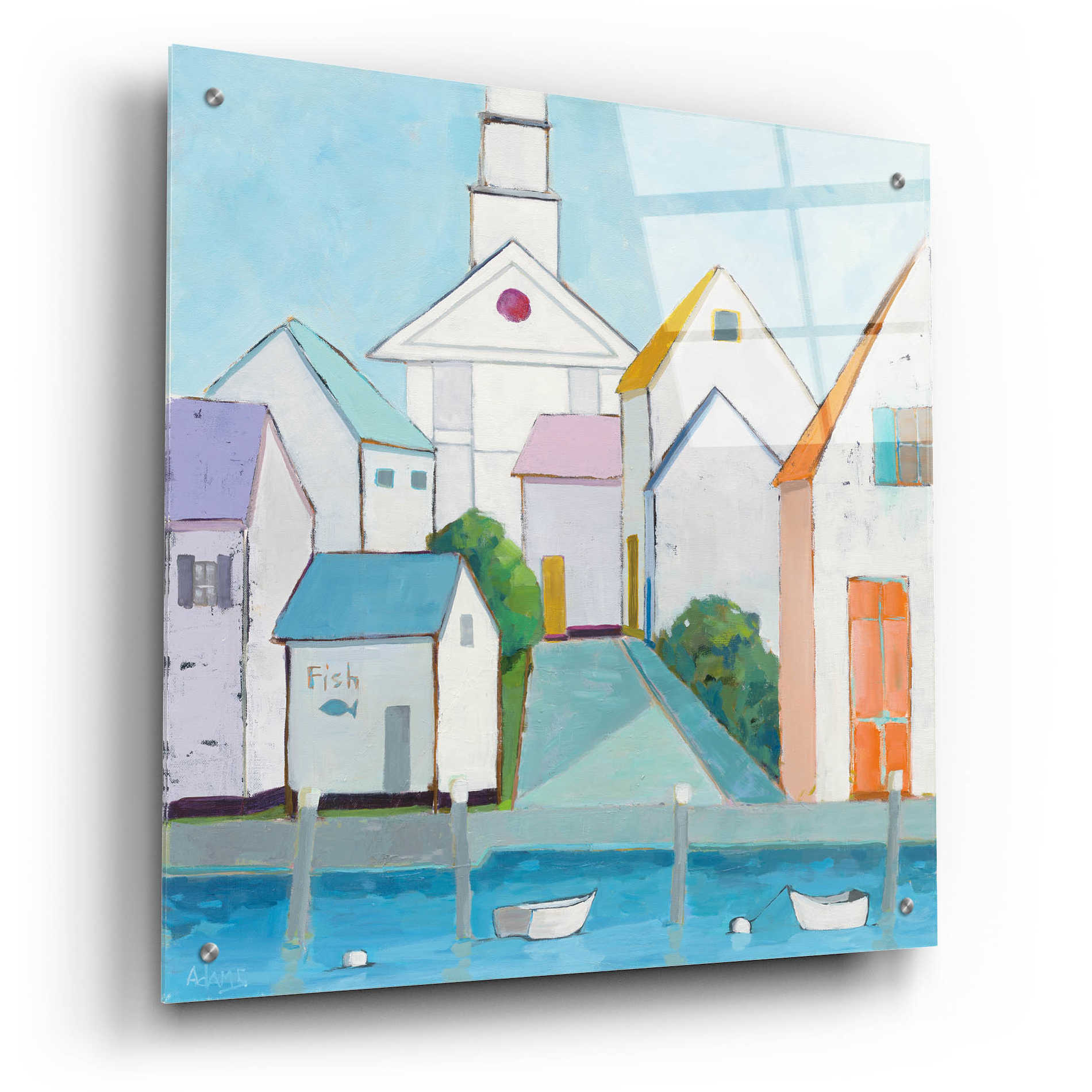 Epic Art 'Harbor Town III' by Phyllis Adams, Acrylic Glass Wall Art,24x24