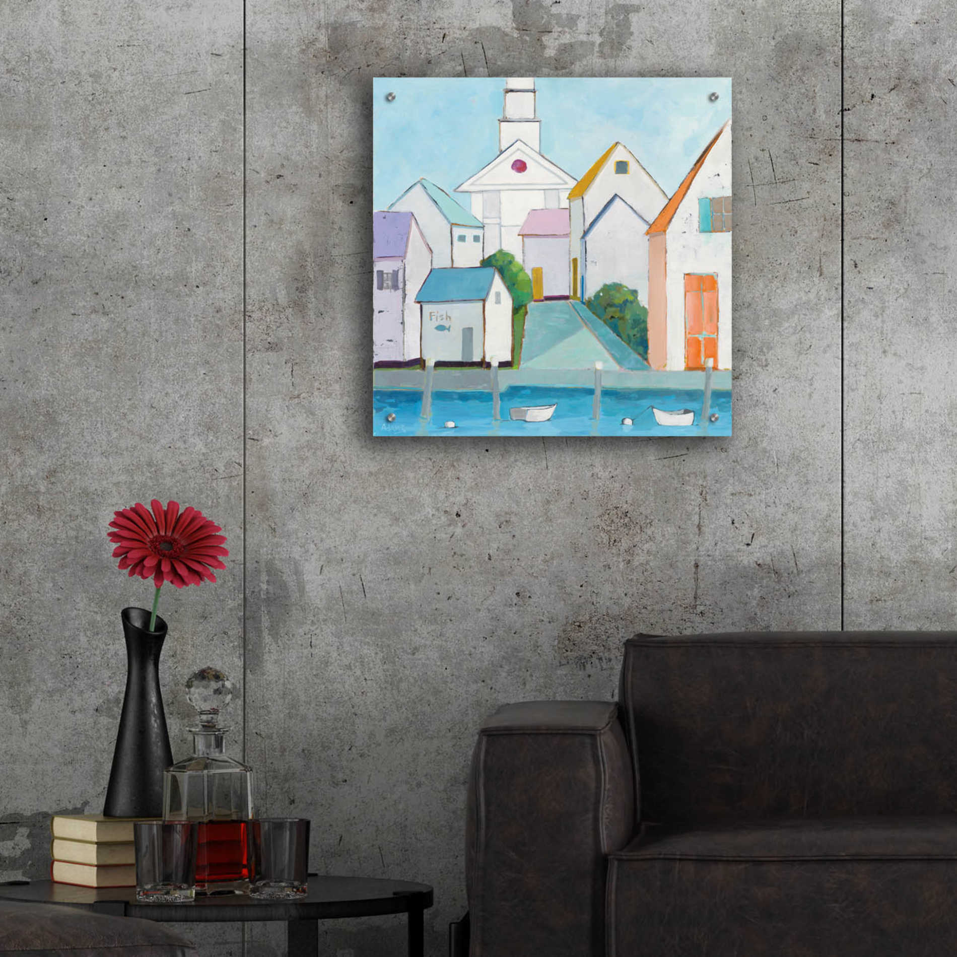 Epic Art 'Harbor Town III' by Phyllis Adams, Acrylic Glass Wall Art,24x24