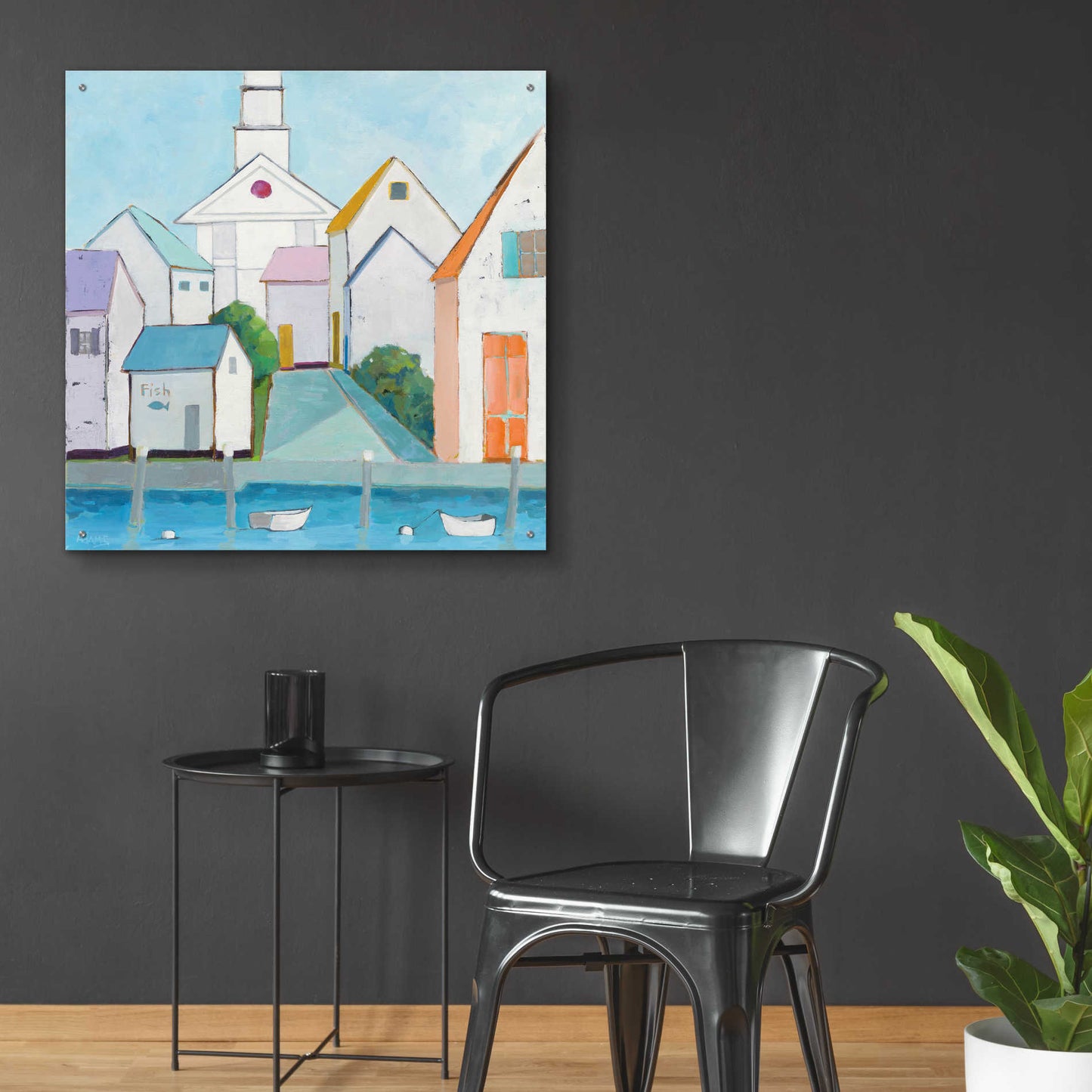 Epic Art 'Harbor Town III' by Phyllis Adams, Acrylic Glass Wall Art,36x36