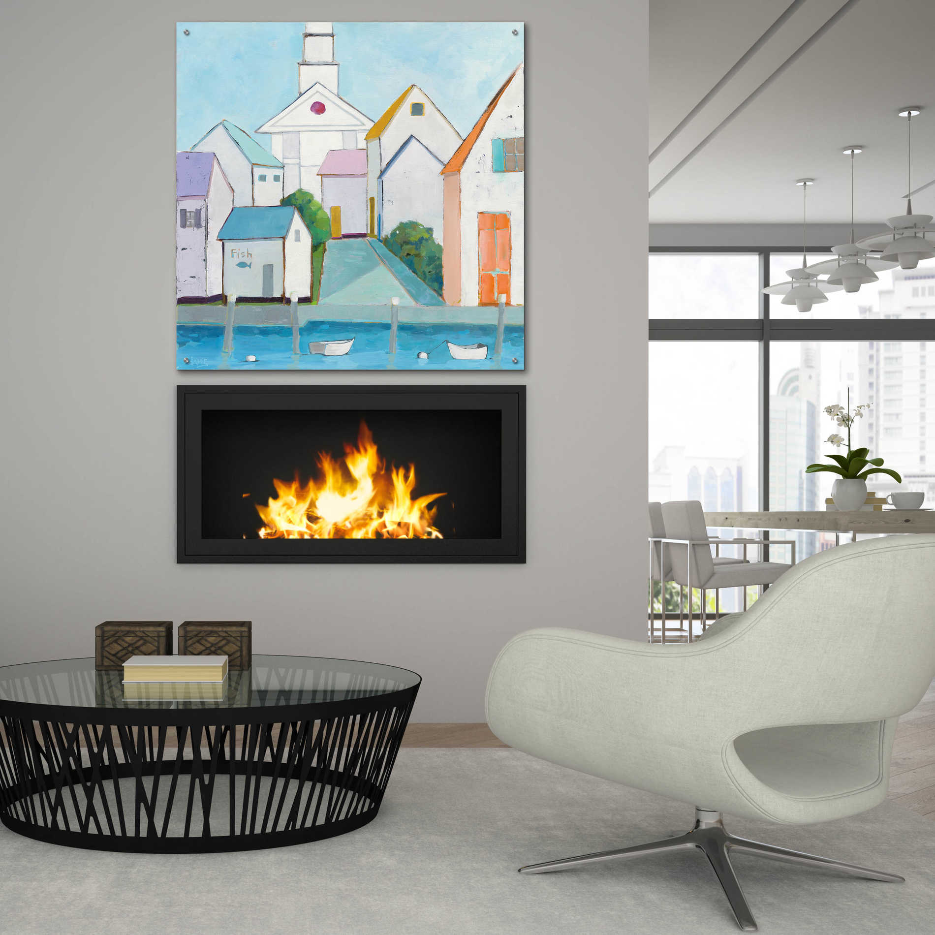 Epic Art 'Harbor Town III' by Phyllis Adams, Acrylic Glass Wall Art,36x36