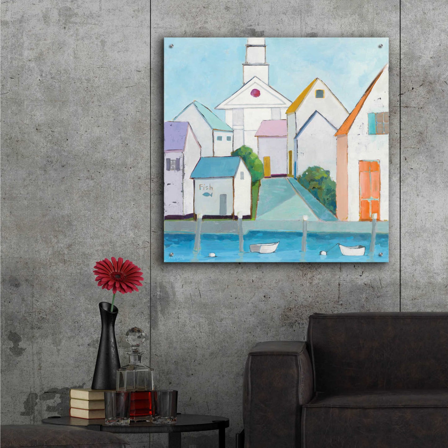 Epic Art 'Harbor Town III' by Phyllis Adams, Acrylic Glass Wall Art,36x36