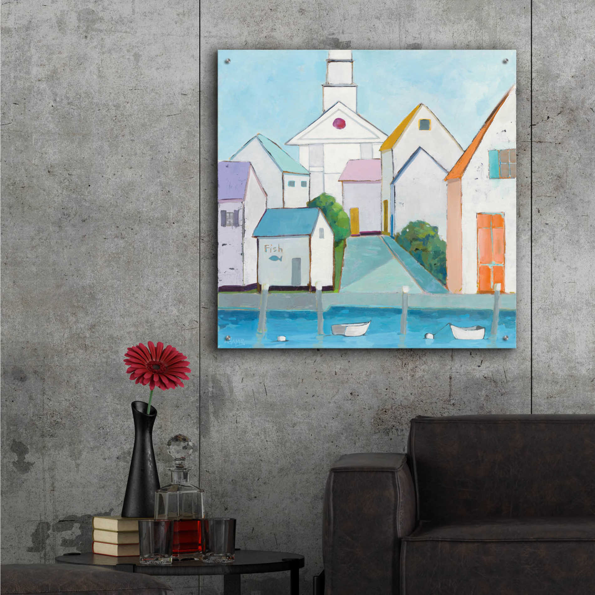 Epic Art 'Harbor Town III' by Phyllis Adams, Acrylic Glass Wall Art,36x36