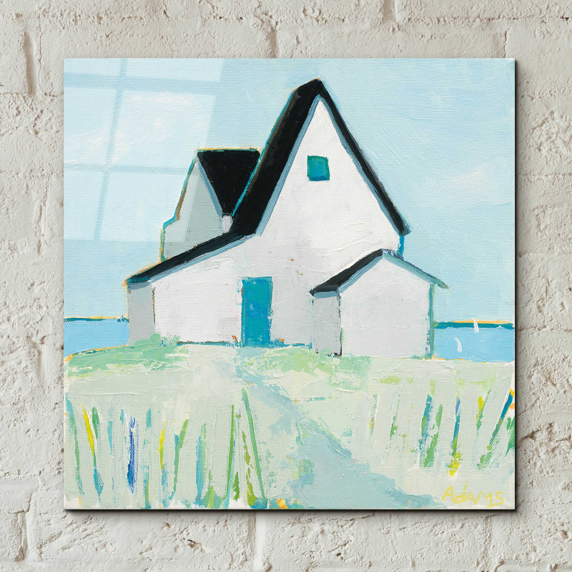 Epic Art 'Cottage by the Sea' by Phyllis Adams, Acrylic Glass Wall Art,12x12