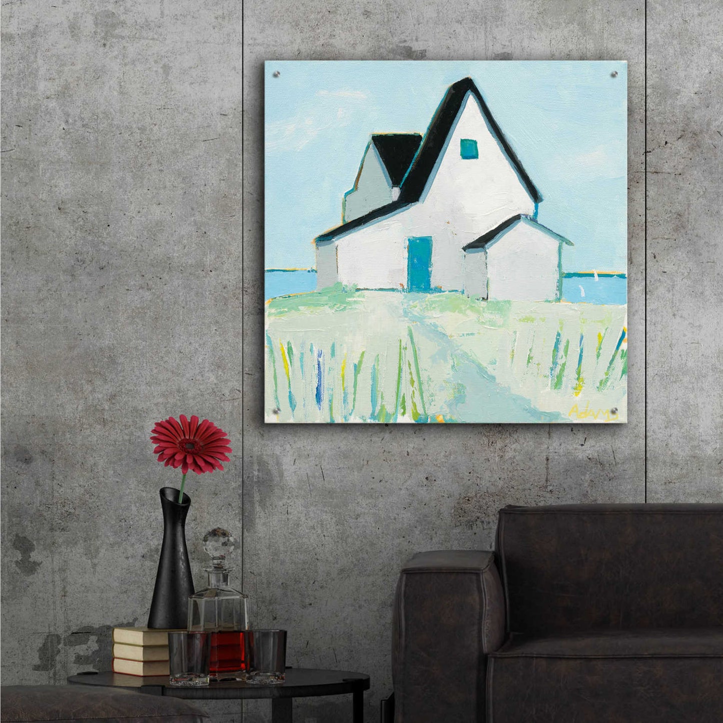 Epic Art 'Cottage by the Sea' by Phyllis Adams, Acrylic Glass Wall Art,36x36