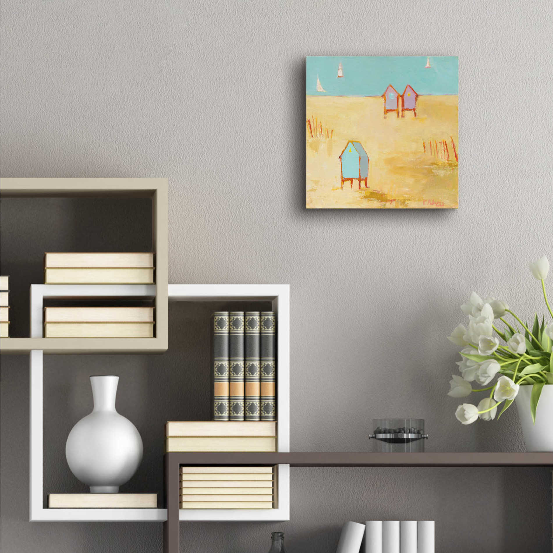 Epic Art 'Cabanas' by Phyllis Adams, Acrylic Glass Wall Art,12x12