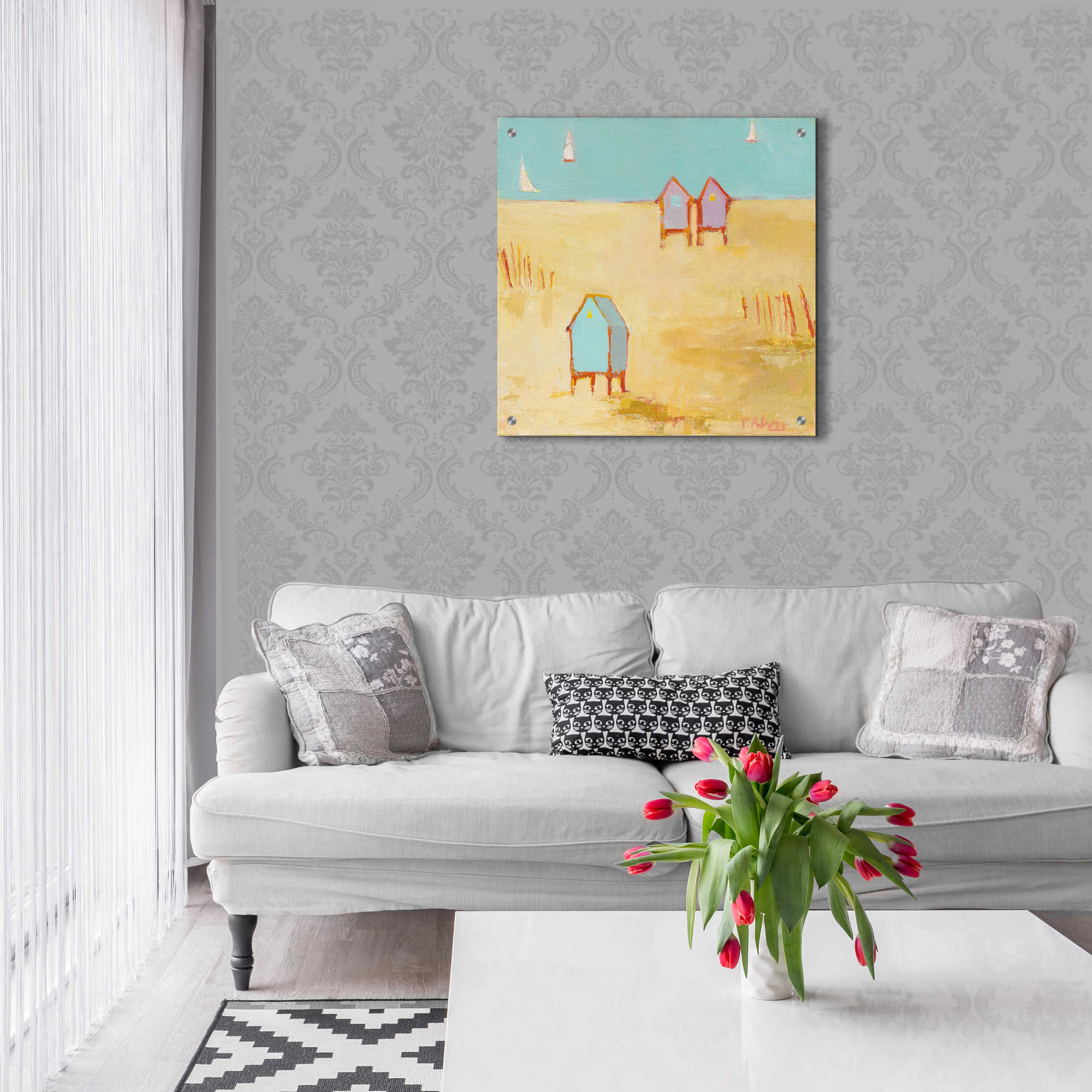Epic Art 'Cabanas' by Phyllis Adams, Acrylic Glass Wall Art,24x24