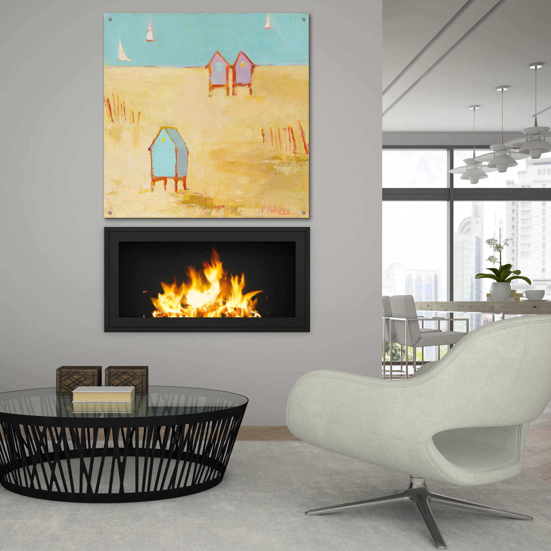 Epic Art 'Cabanas' by Phyllis Adams, Acrylic Glass Wall Art,36x36
