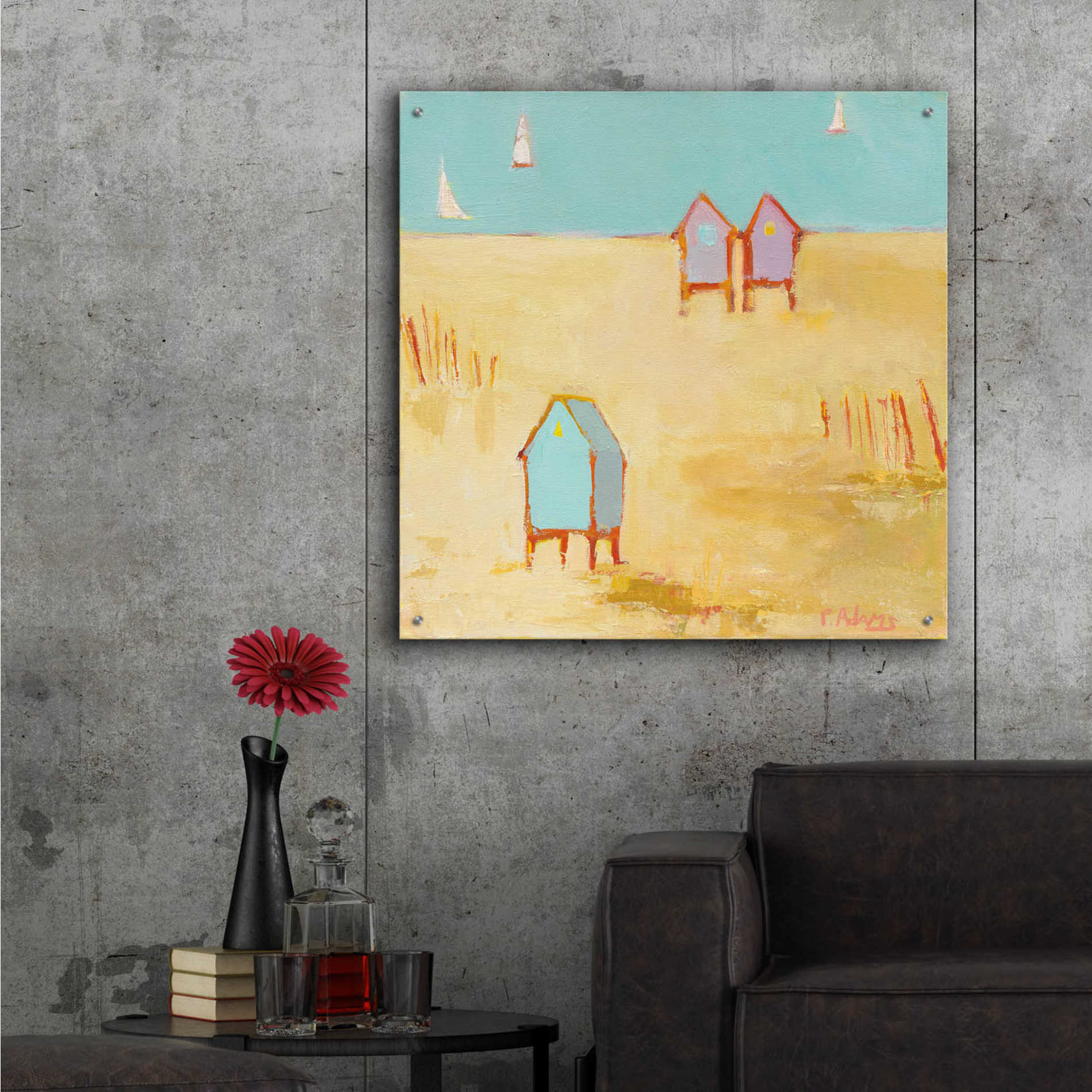 Epic Art 'Cabanas' by Phyllis Adams, Acrylic Glass Wall Art,36x36