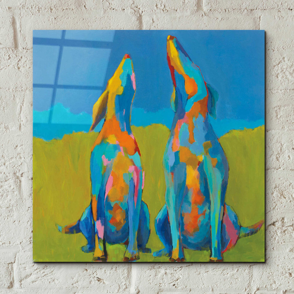 Epic Art 'Howling Hounds' by Phyllis Adams, Acrylic Glass Wall Art,12x12