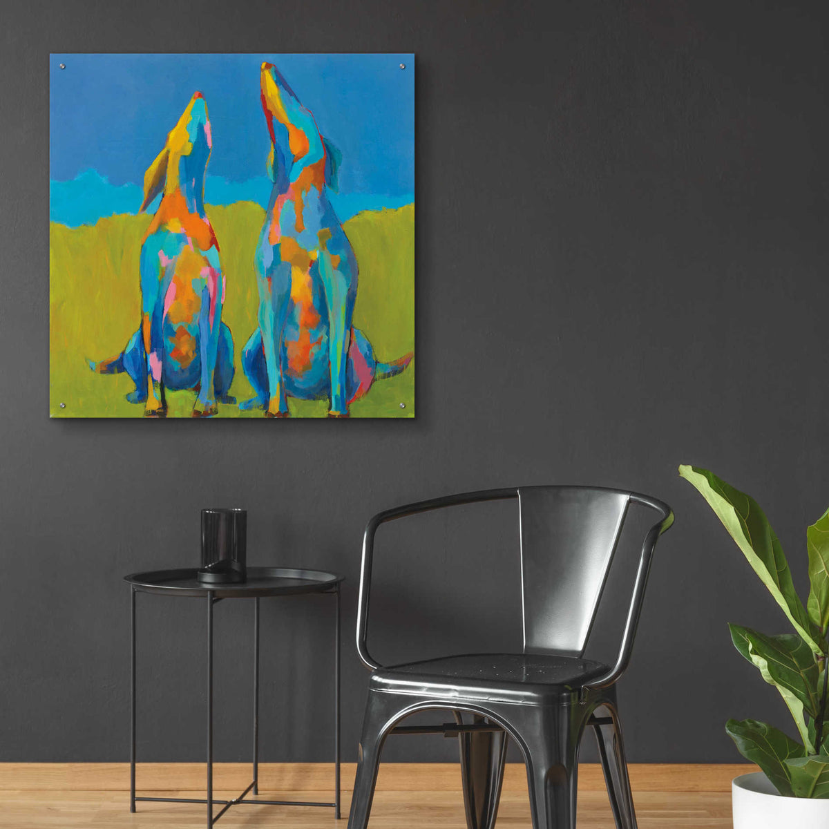 Epic Art 'Howling Hounds' by Phyllis Adams, Acrylic Glass Wall Art,36x36