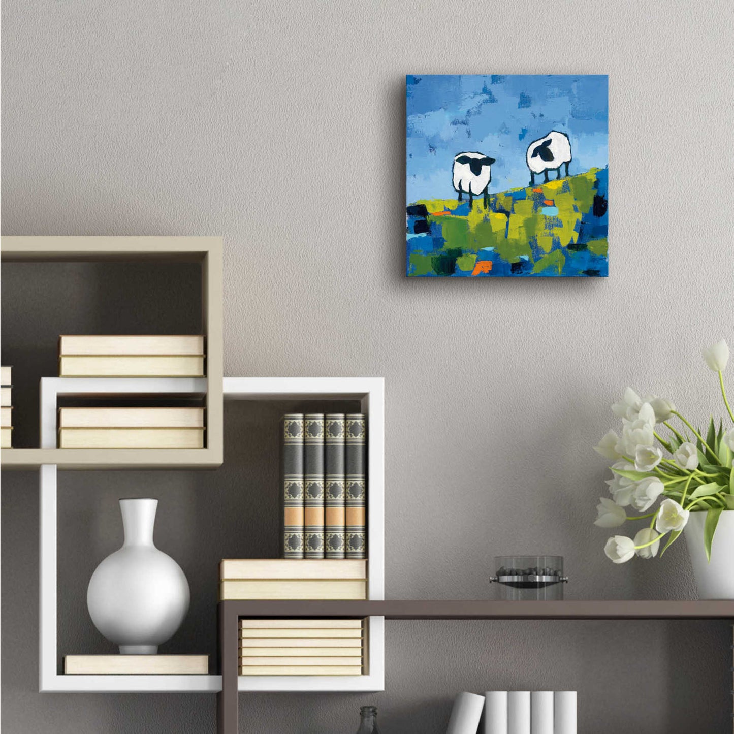 Epic Art 'Two Sheep' by Phyllis Adams, Acrylic Glass Wall Art,12x12