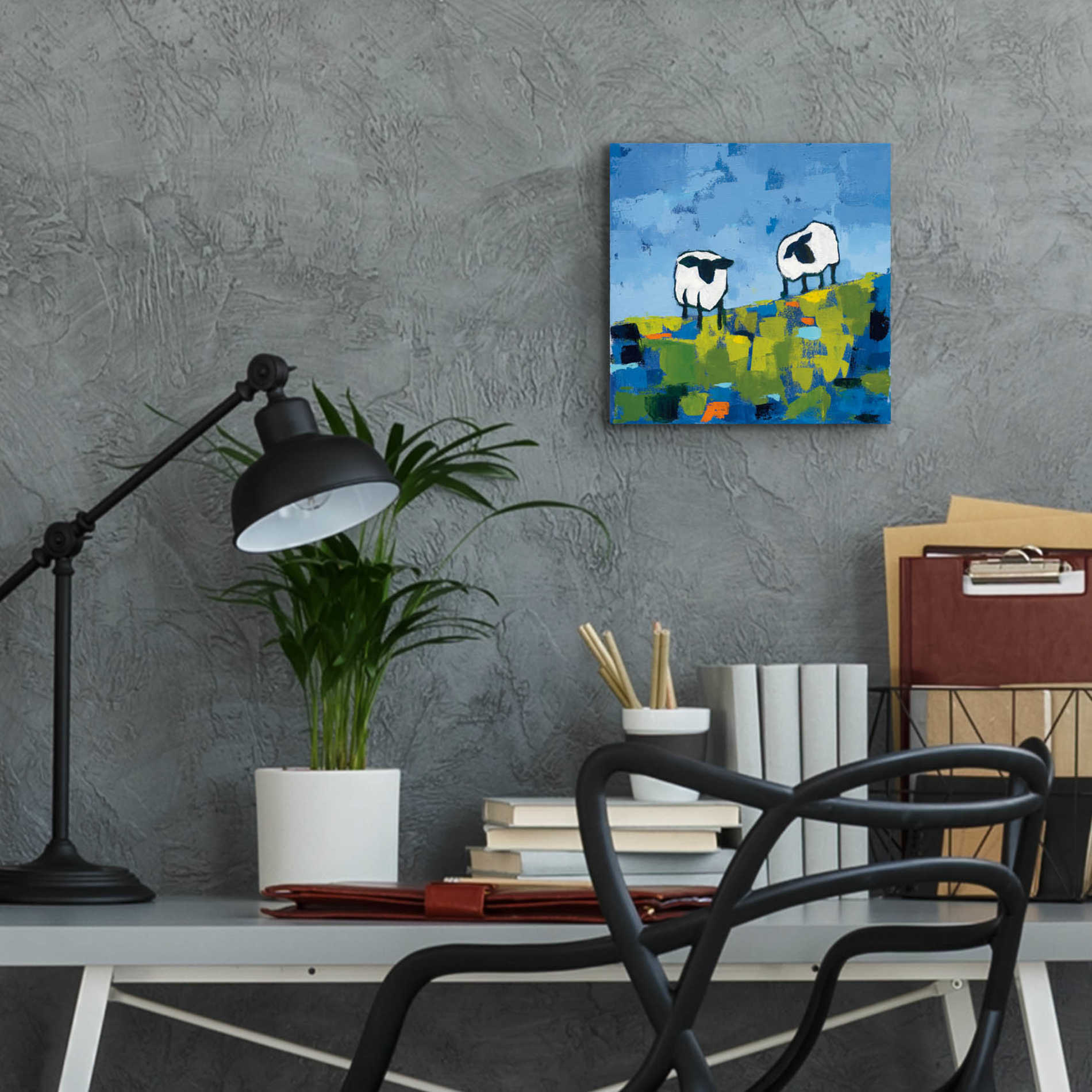 Epic Art 'Two Sheep' by Phyllis Adams, Acrylic Glass Wall Art,12x12