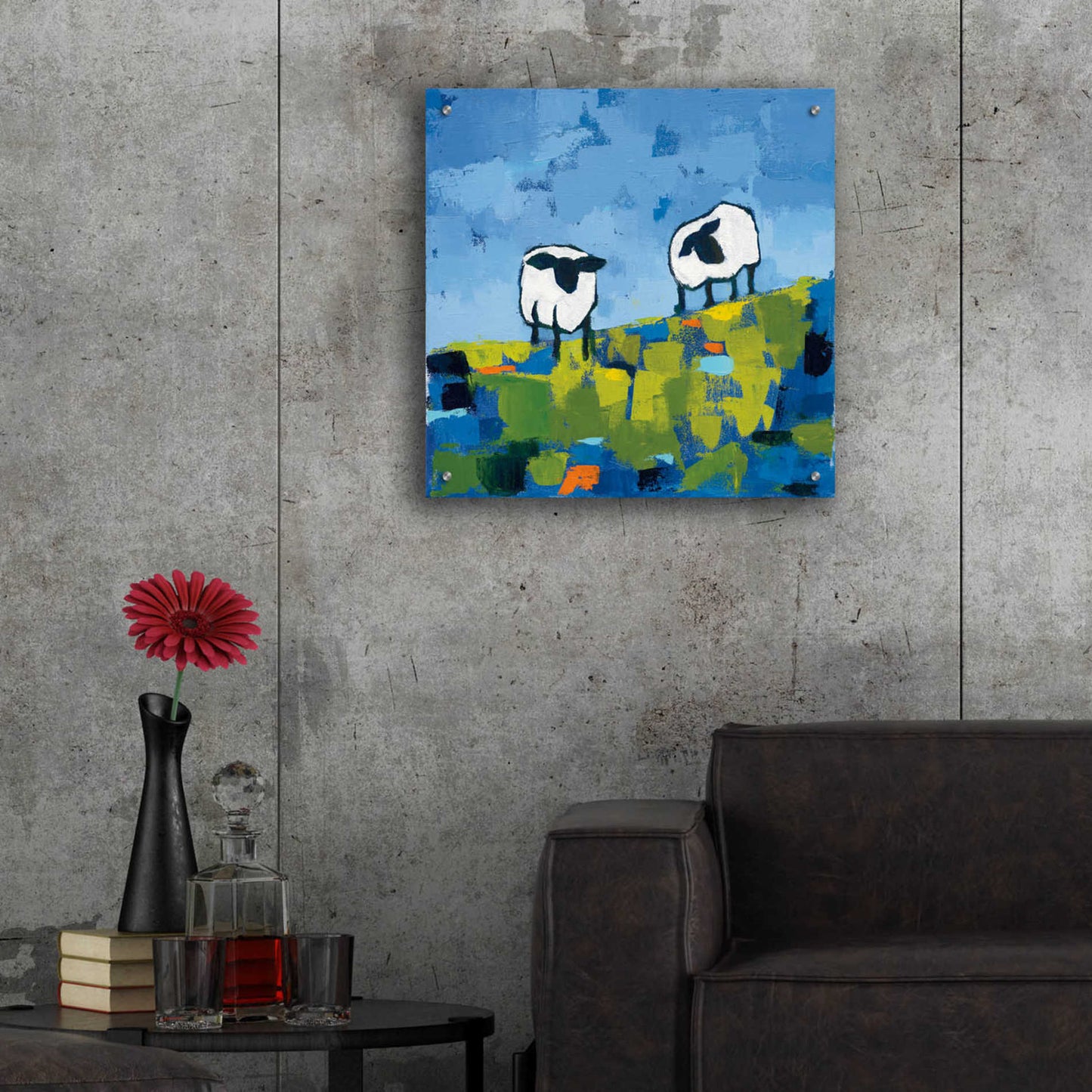 Epic Art 'Two Sheep' by Phyllis Adams, Acrylic Glass Wall Art,24x24