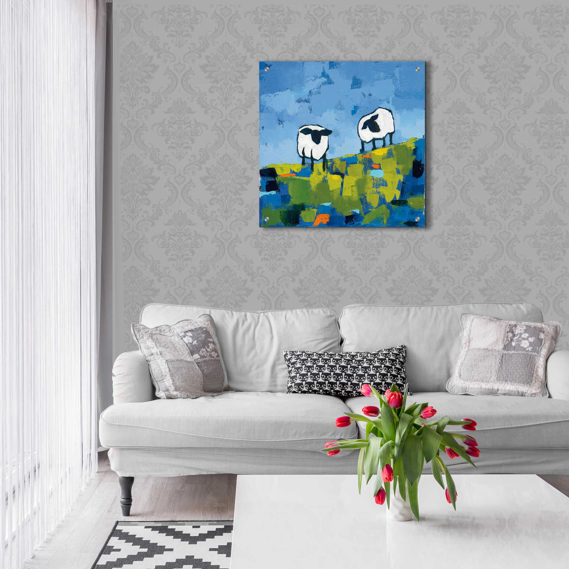 Epic Art 'Two Sheep' by Phyllis Adams, Acrylic Glass Wall Art,24x24