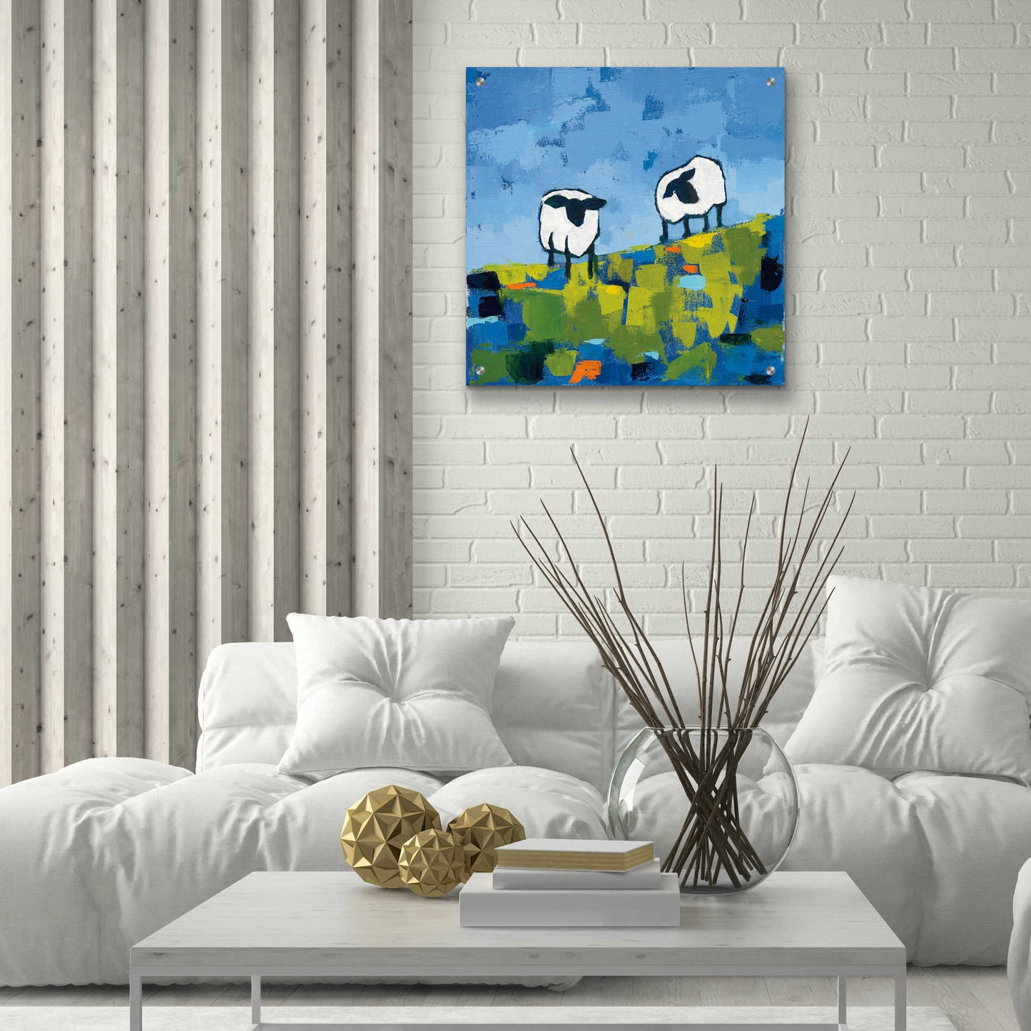 Epic Art 'Two Sheep' by Phyllis Adams, Acrylic Glass Wall Art,24x24