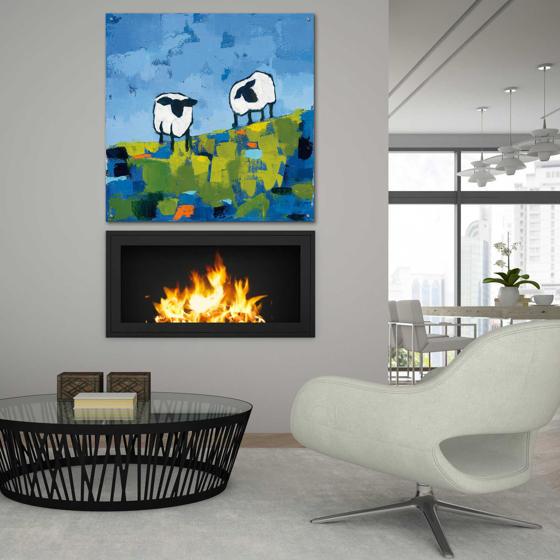 Epic Art 'Two Sheep' by Phyllis Adams, Acrylic Glass Wall Art,36x36