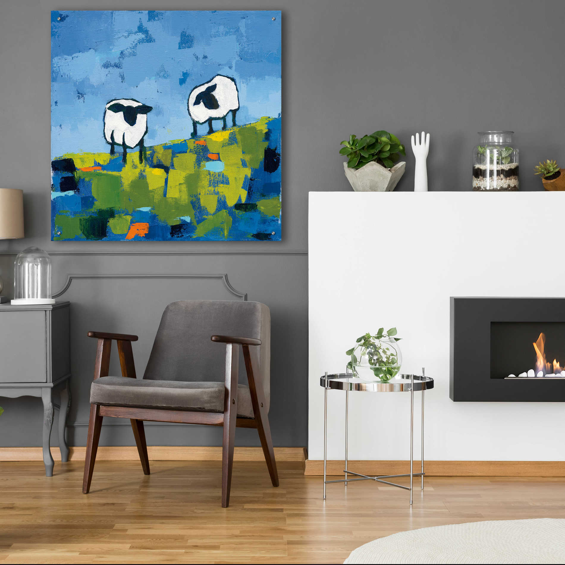 Epic Art 'Two Sheep' by Phyllis Adams, Acrylic Glass Wall Art,36x36