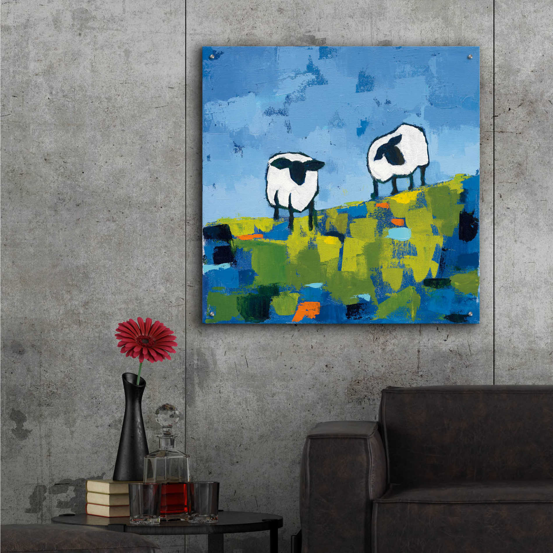 Epic Art 'Two Sheep' by Phyllis Adams, Acrylic Glass Wall Art,36x36