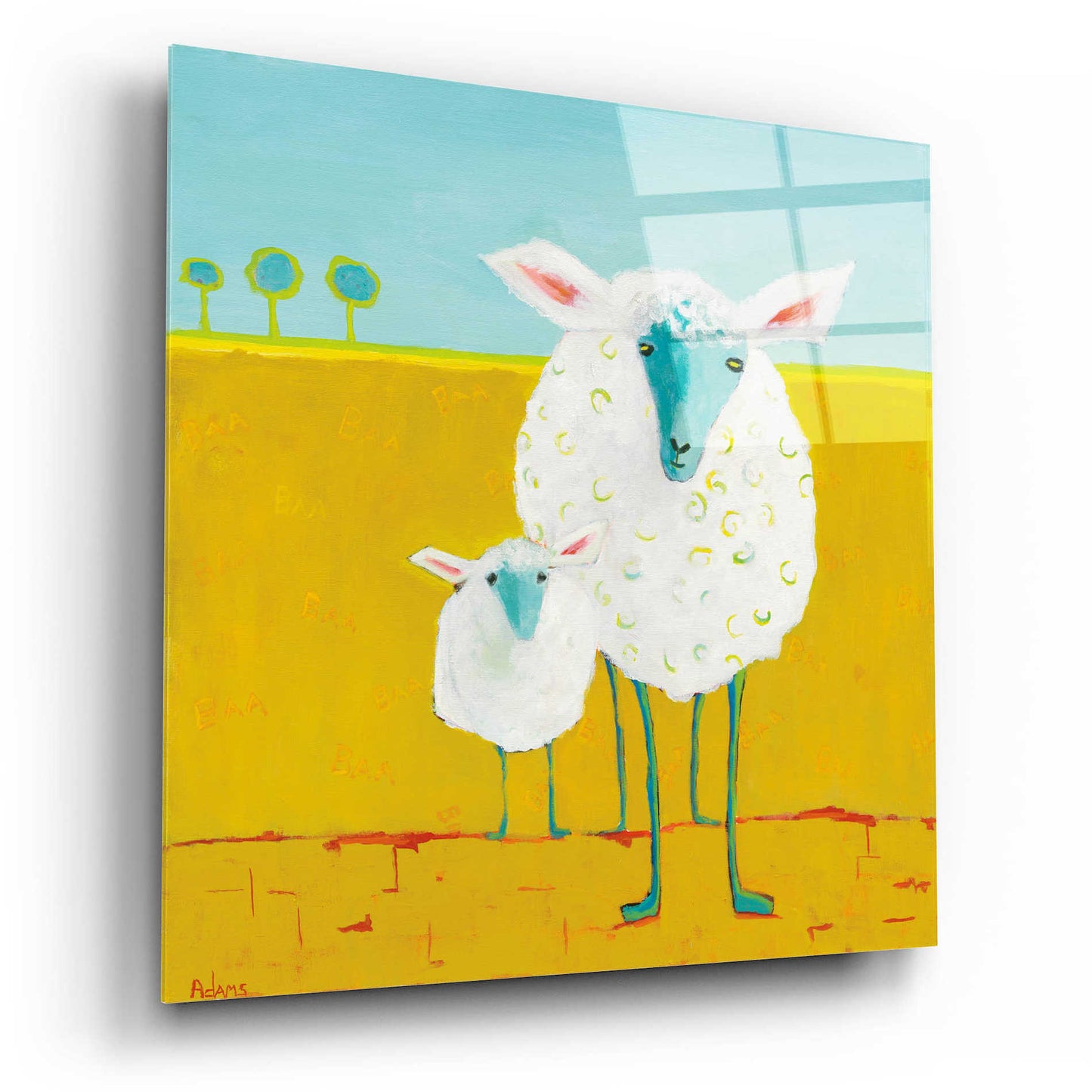 Epic Art 'Mama and Baby Sheep' by Phyllis Adams, Acrylic Glass Wall Art,12x12