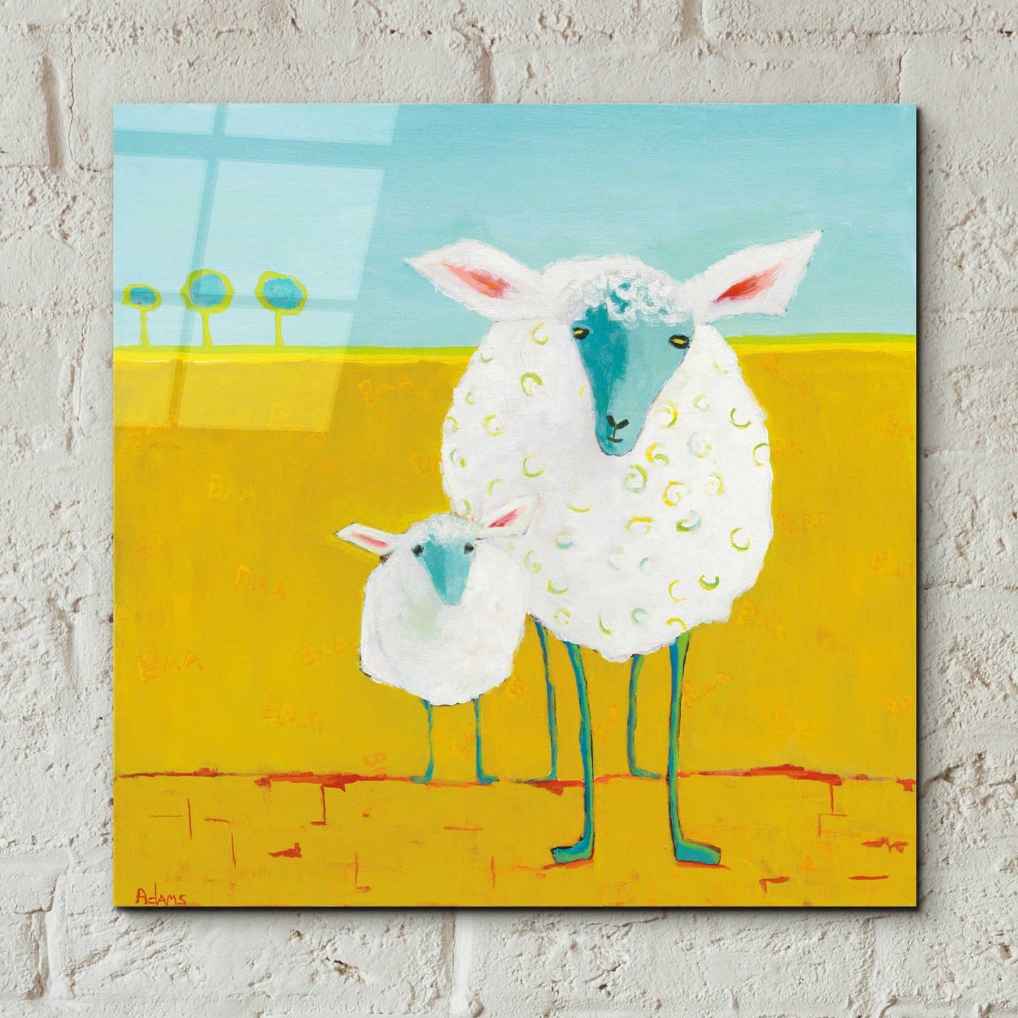 Epic Art 'Mama and Baby Sheep' by Phyllis Adams, Acrylic Glass Wall Art,12x12