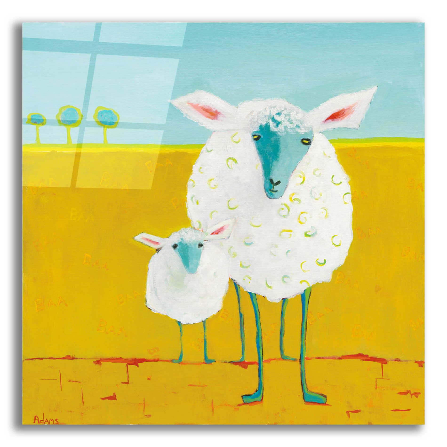 Epic Art 'Mama and Baby Sheep' by Phyllis Adams, Acrylic Glass Wall Art,12x12