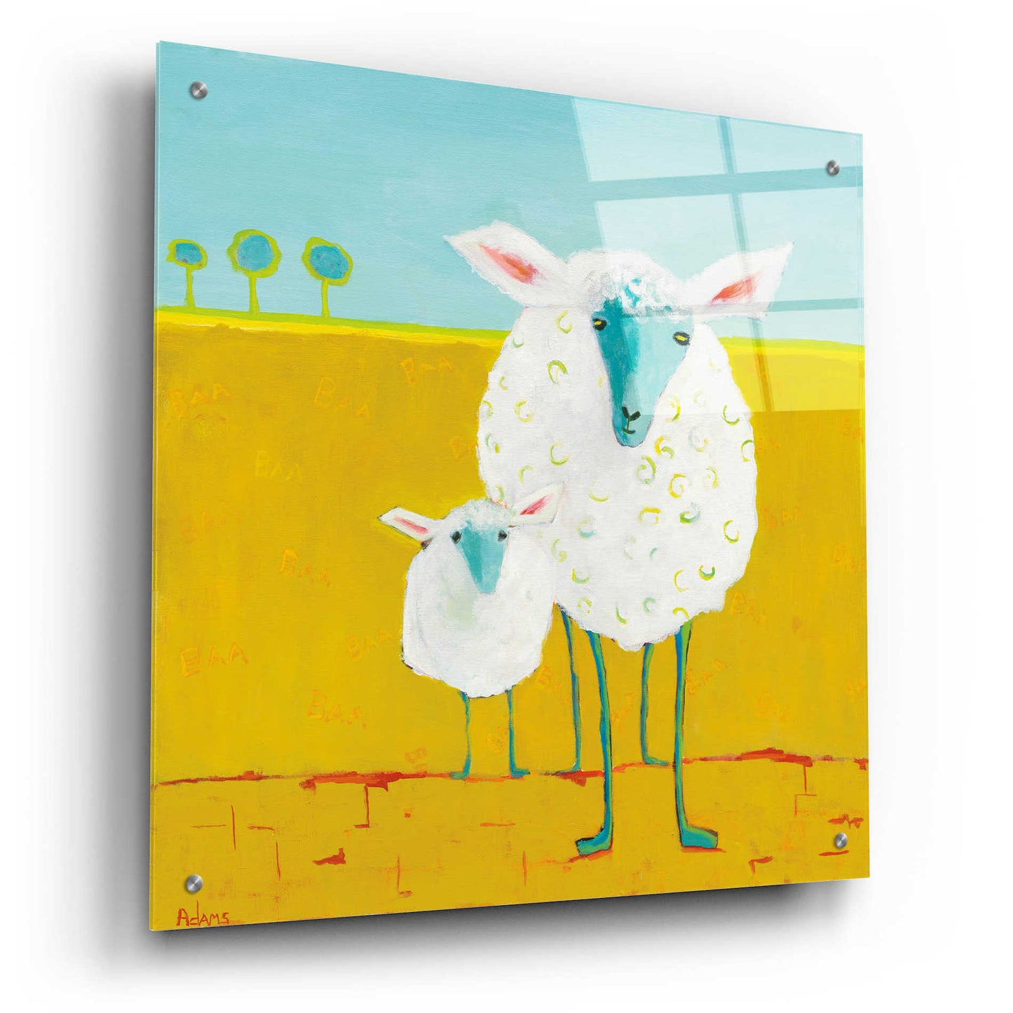 Epic Art 'Mama and Baby Sheep' by Phyllis Adams, Acrylic Glass Wall Art,24x24