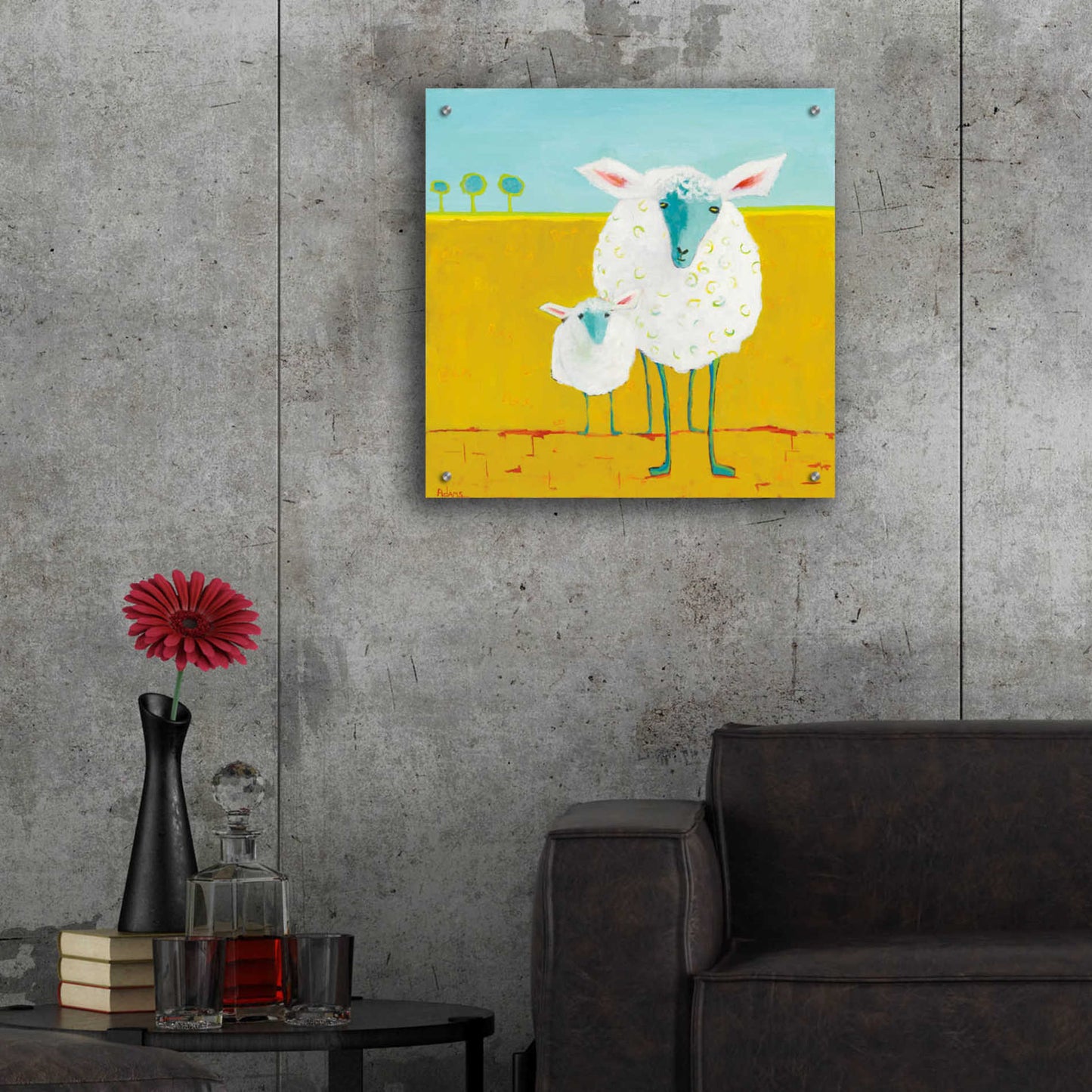 Epic Art 'Mama and Baby Sheep' by Phyllis Adams, Acrylic Glass Wall Art,24x24