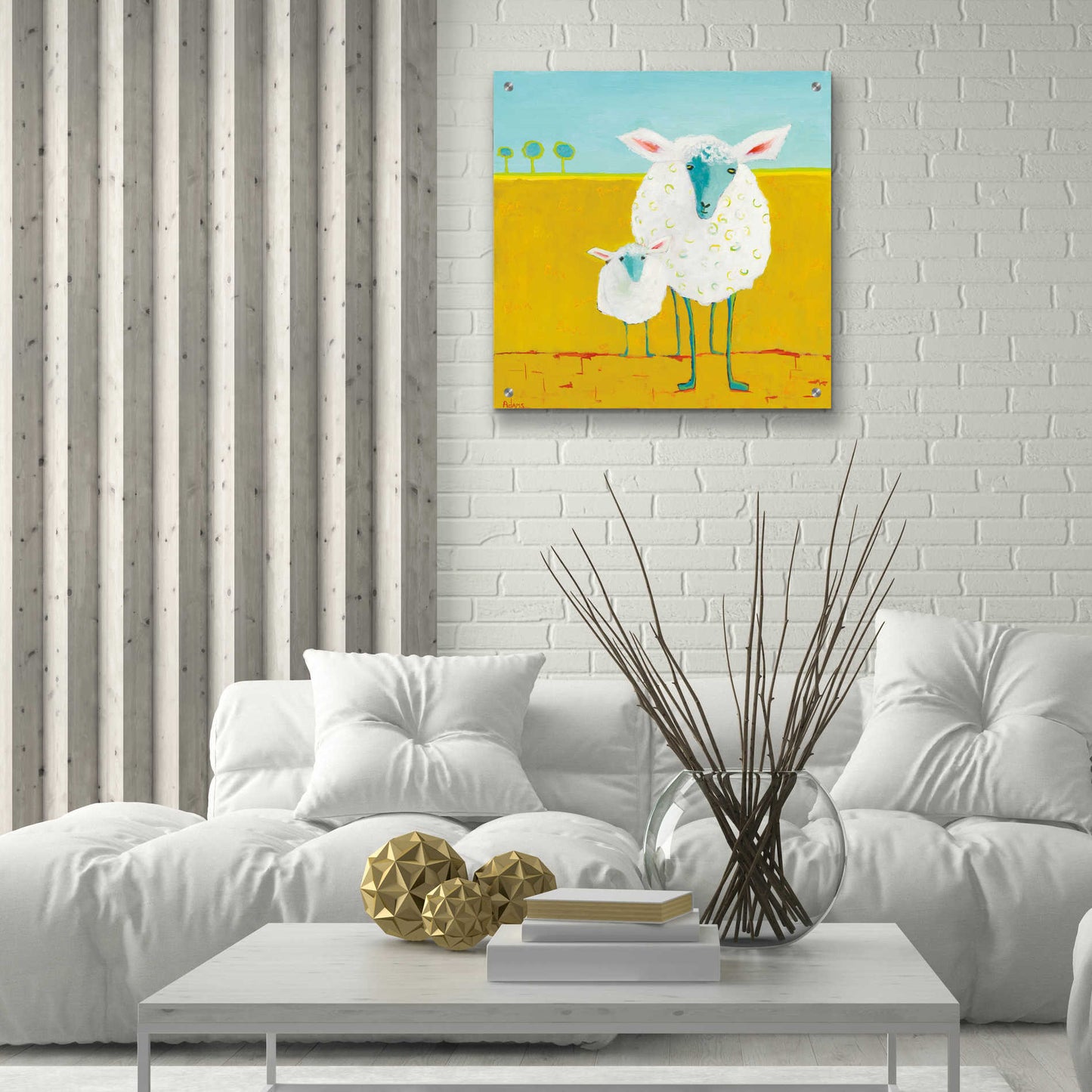 Epic Art 'Mama and Baby Sheep' by Phyllis Adams, Acrylic Glass Wall Art,24x24