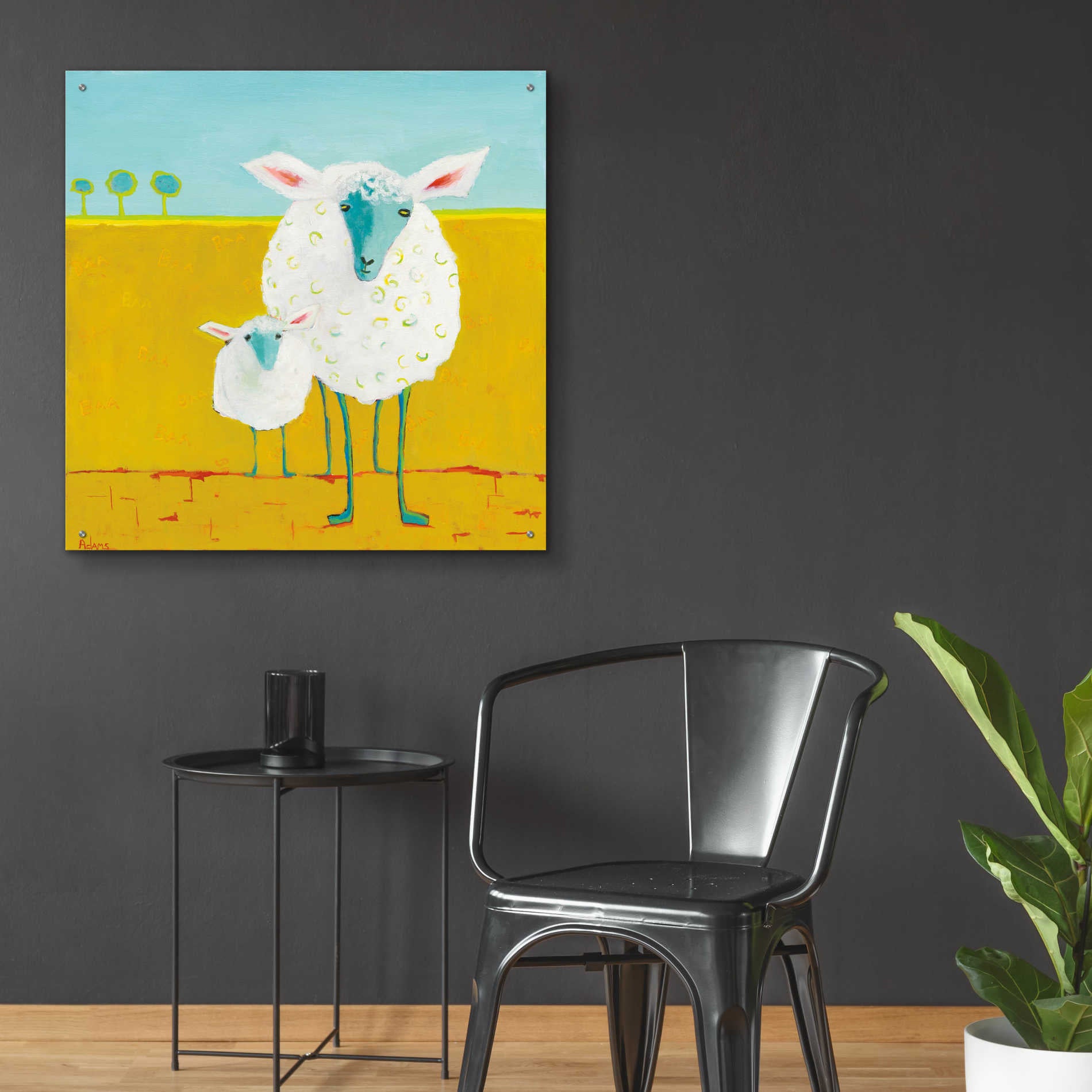 Epic Art 'Mama and Baby Sheep' by Phyllis Adams, Acrylic Glass Wall Art,36x36