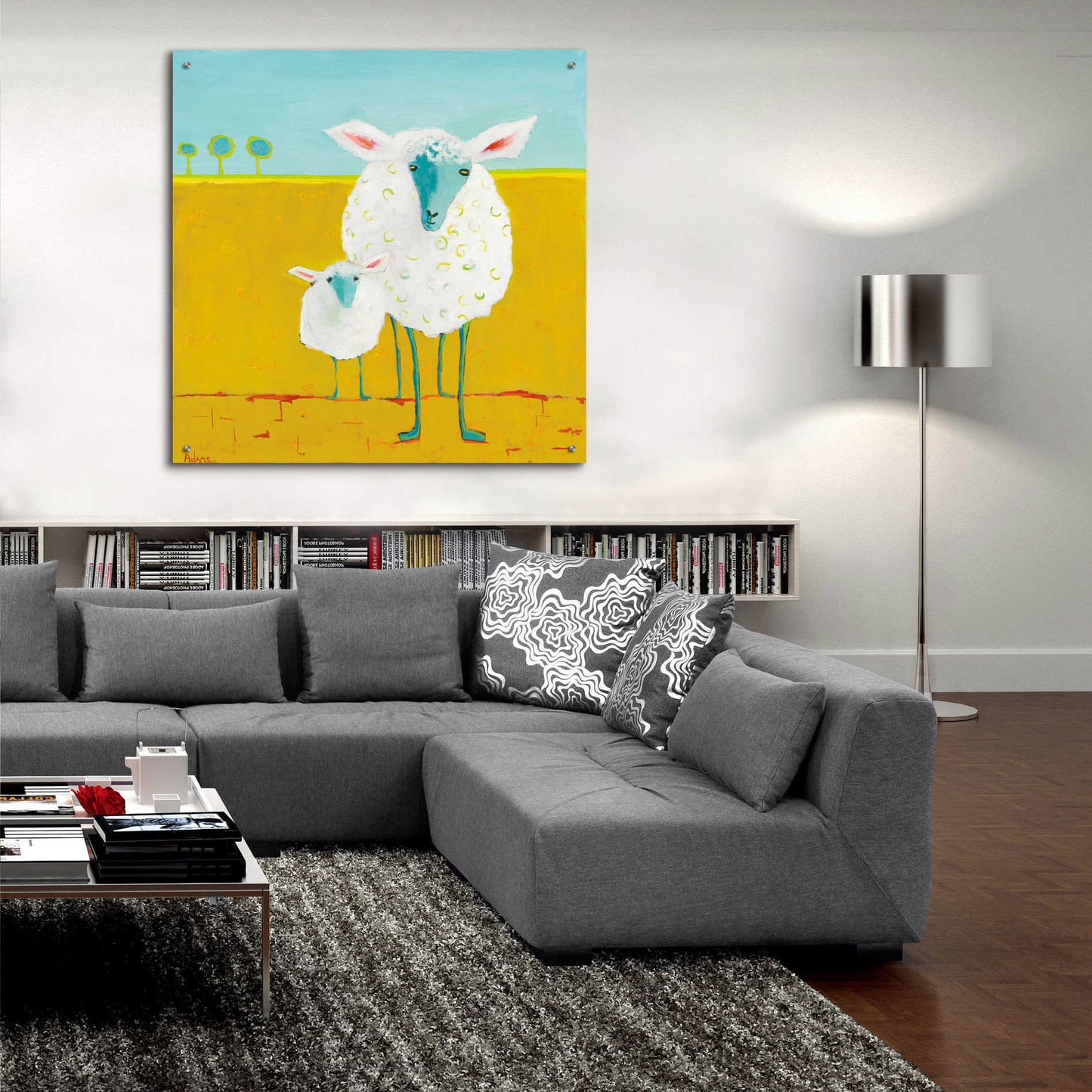 Epic Art 'Mama and Baby Sheep' by Phyllis Adams, Acrylic Glass Wall Art,36x36