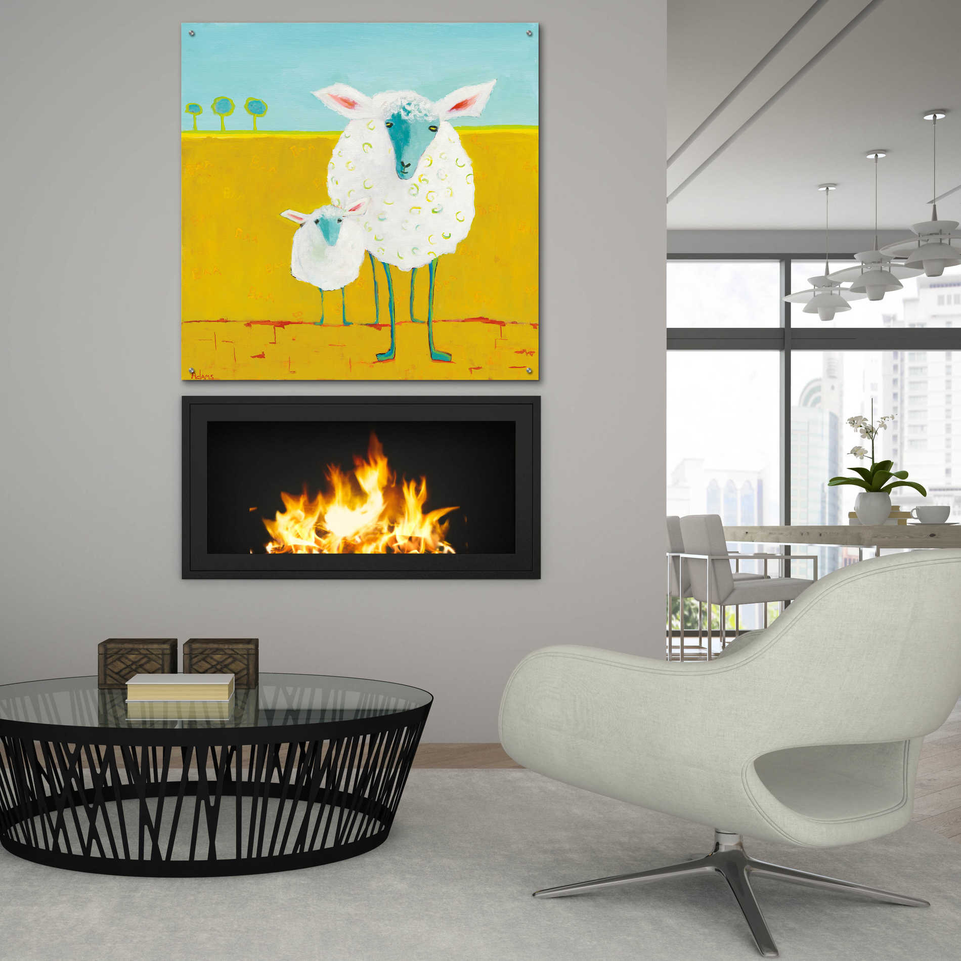 Epic Art 'Mama and Baby Sheep' by Phyllis Adams, Acrylic Glass Wall Art,36x36