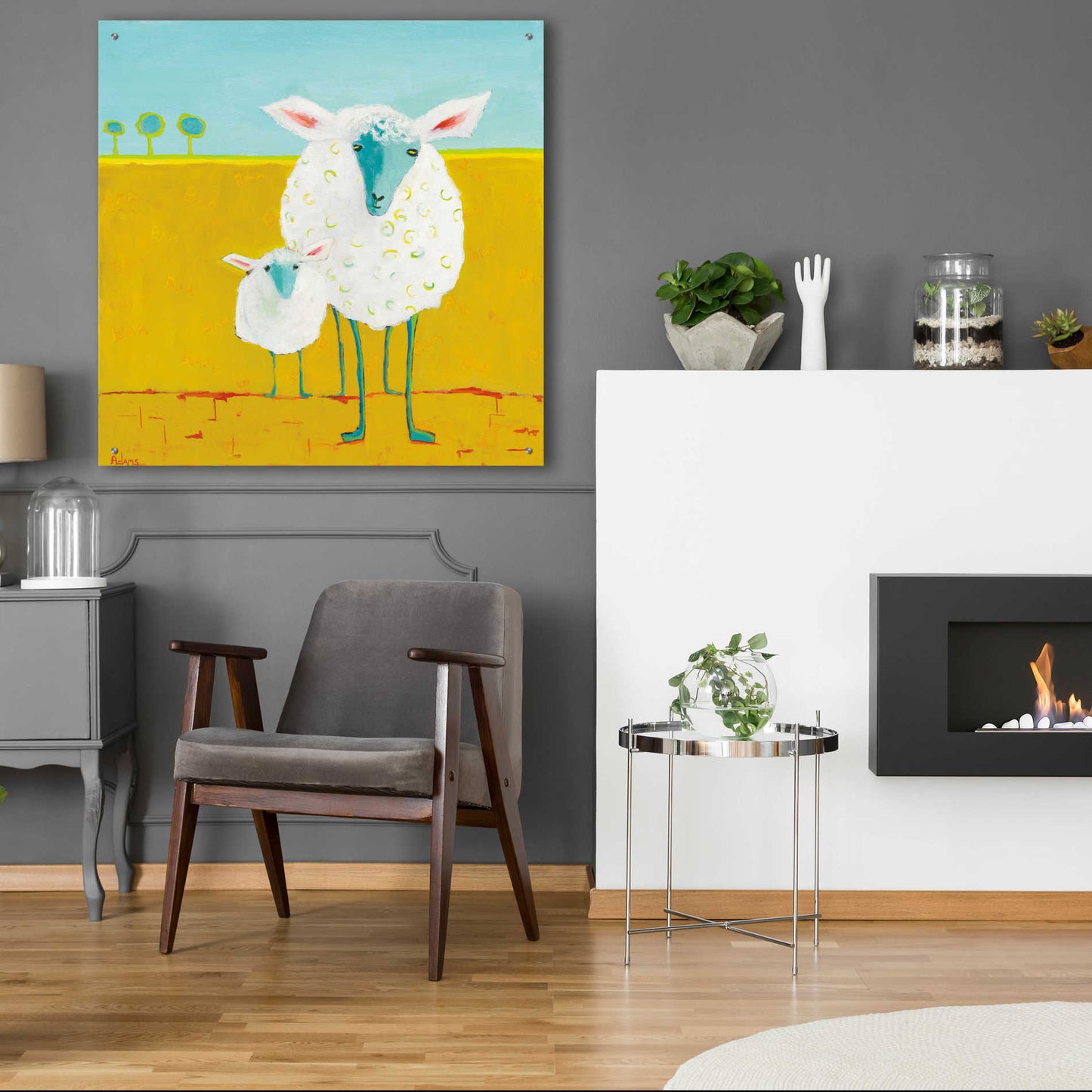 Epic Art 'Mama and Baby Sheep' by Phyllis Adams, Acrylic Glass Wall Art,36x36