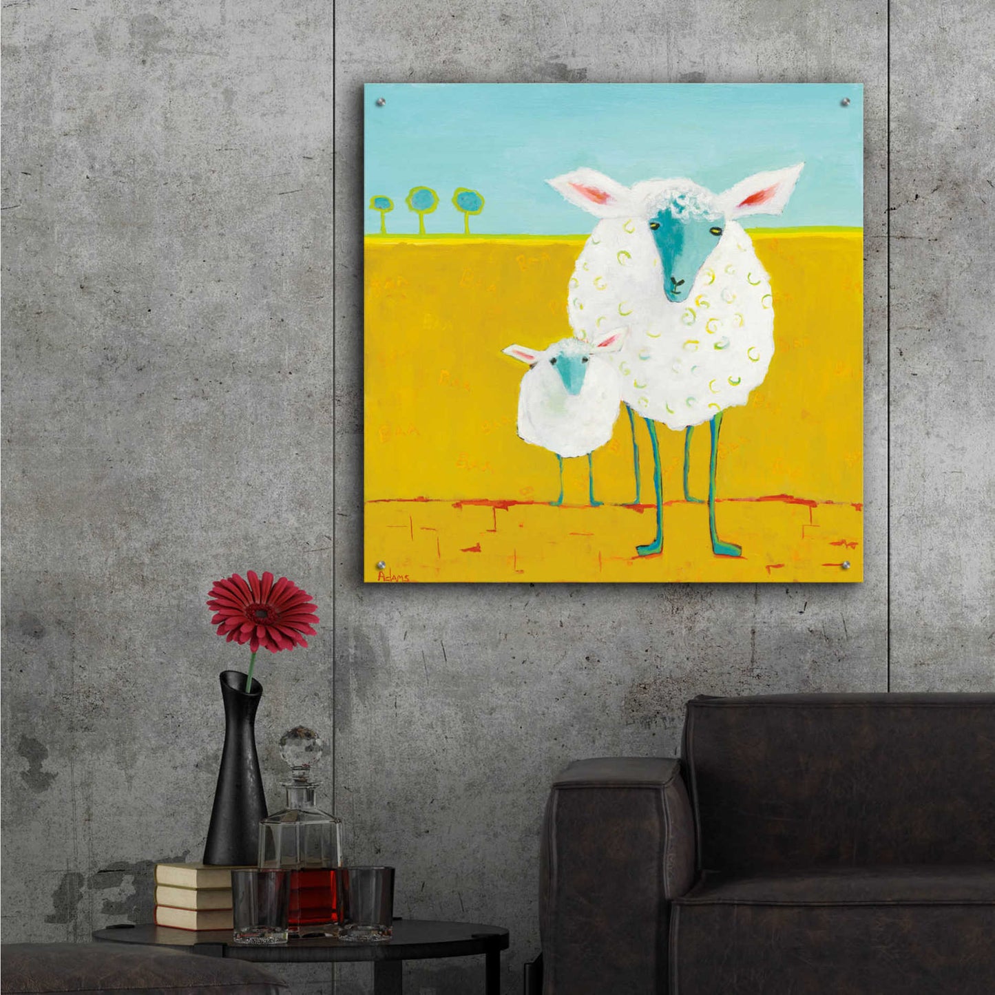 Epic Art 'Mama and Baby Sheep' by Phyllis Adams, Acrylic Glass Wall Art,36x36