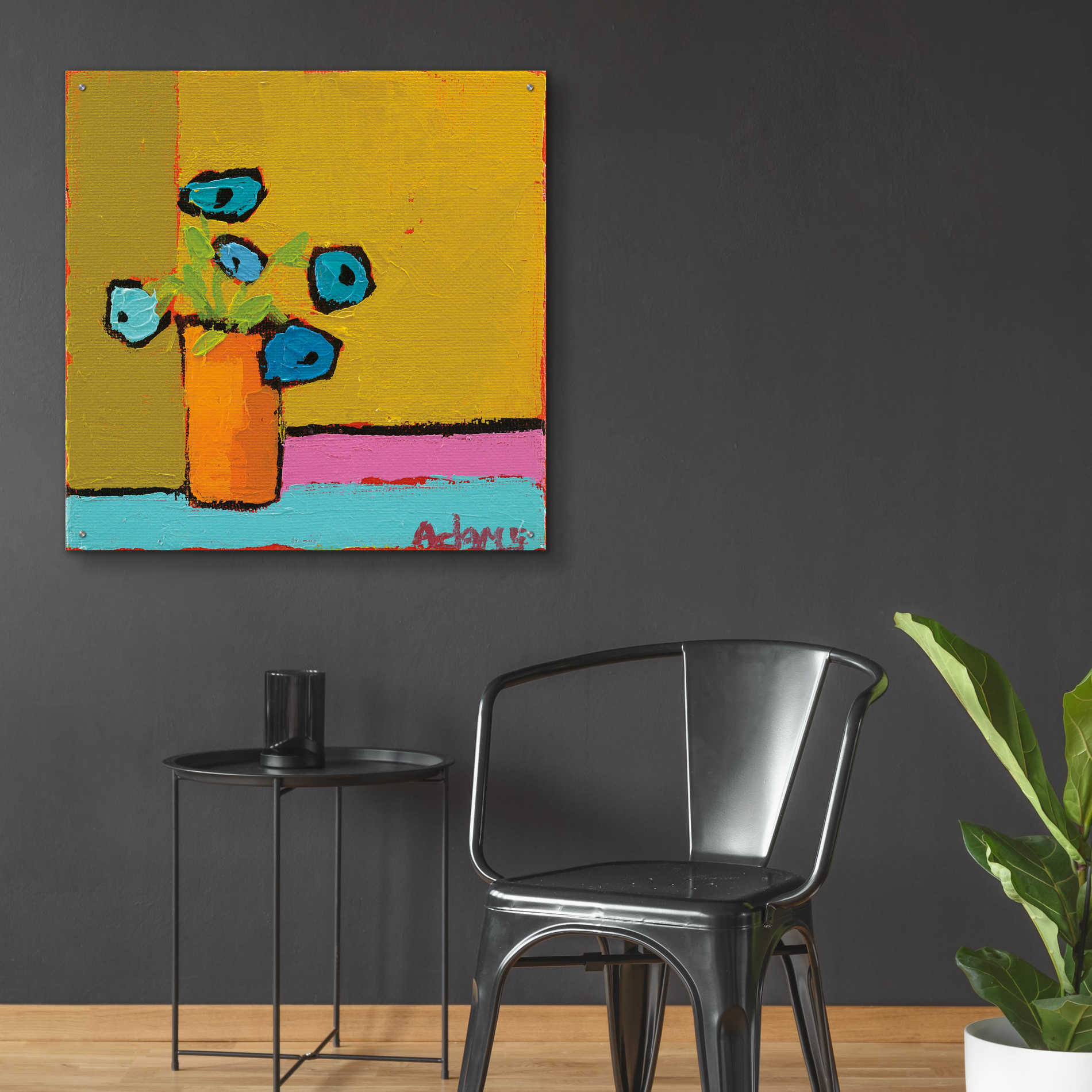 Epic Art 'Orange Vase' by Phyllis Adams, Acrylic Glass Wall Art,36x36