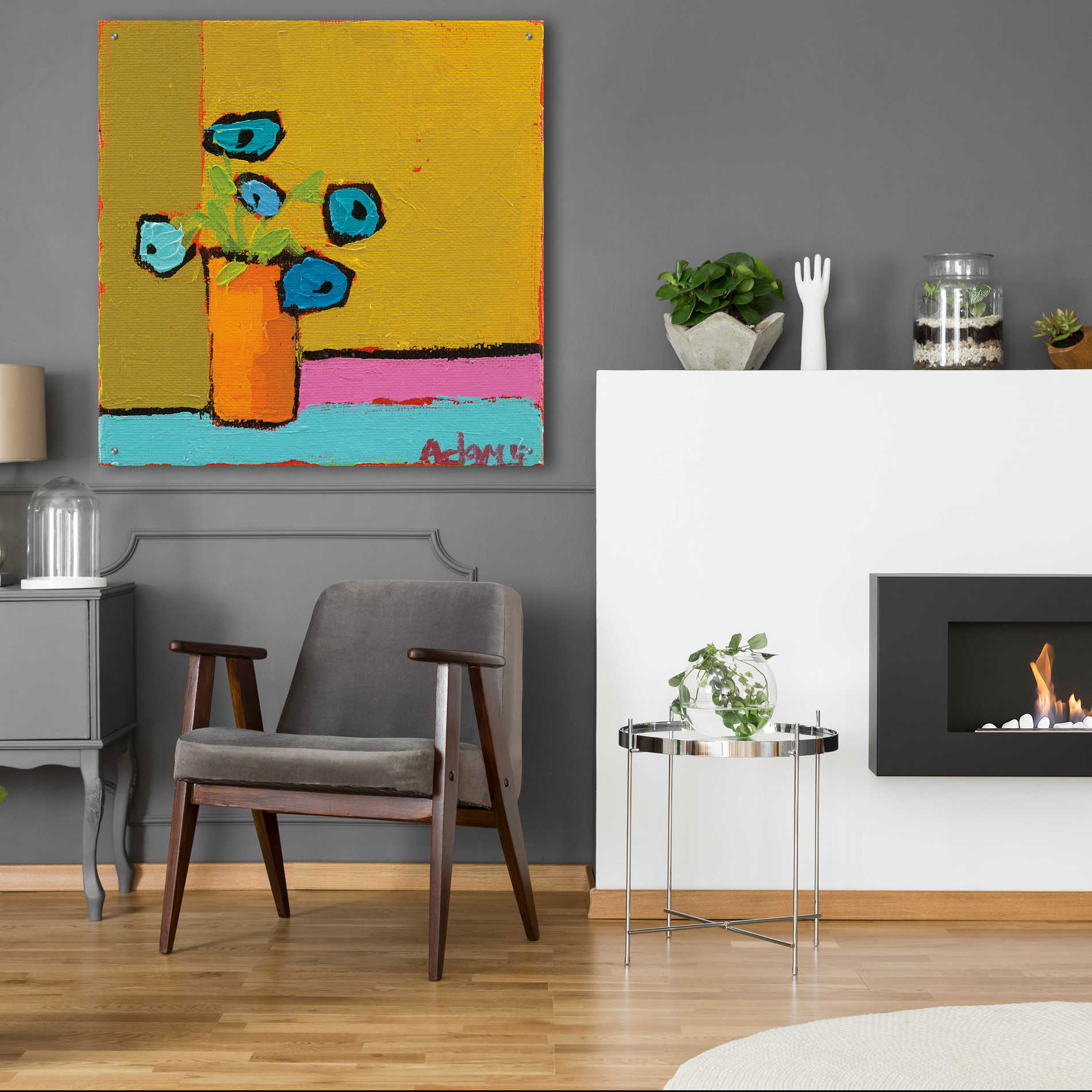 Epic Art 'Orange Vase' by Phyllis Adams, Acrylic Glass Wall Art,36x36