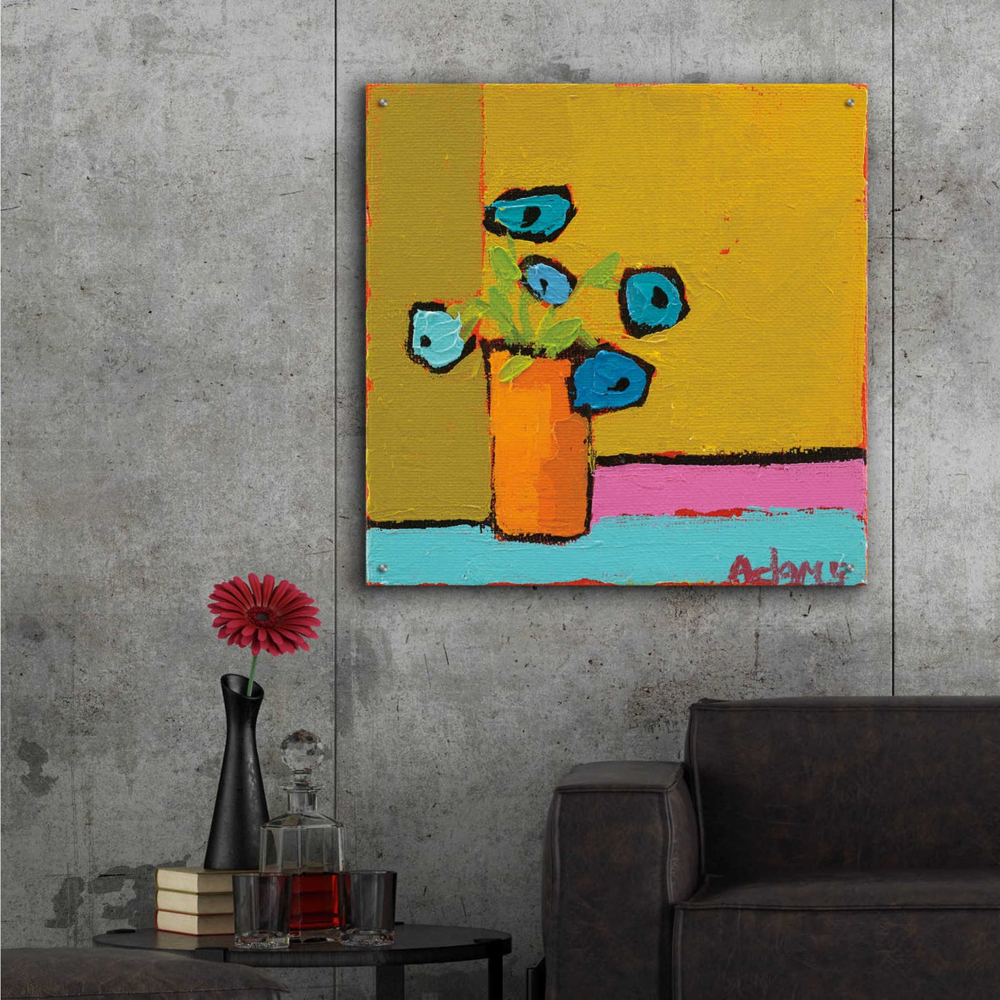 Epic Art 'Orange Vase' by Phyllis Adams, Acrylic Glass Wall Art,36x36