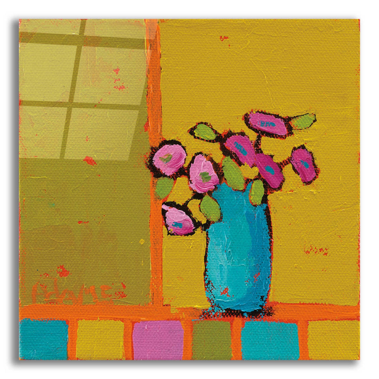 Epic Art 'Turquoise Vase' by Phyllis Adams, Acrylic Glass Wall Art,12x12