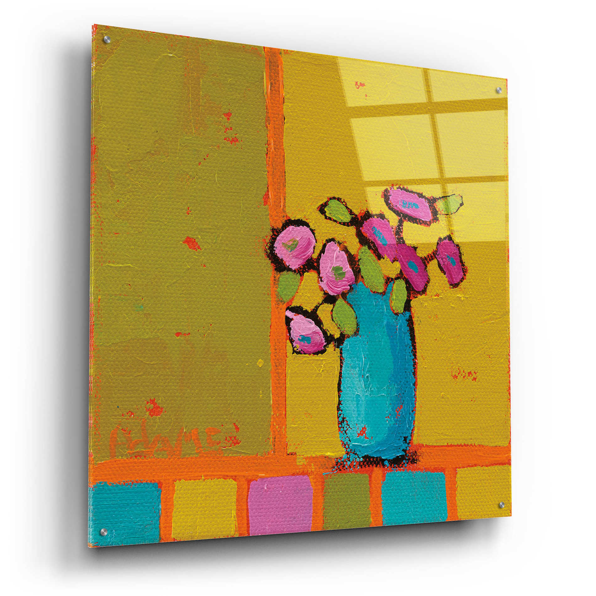 Epic Art 'Turquoise Vase' by Phyllis Adams, Acrylic Glass Wall Art,36x36