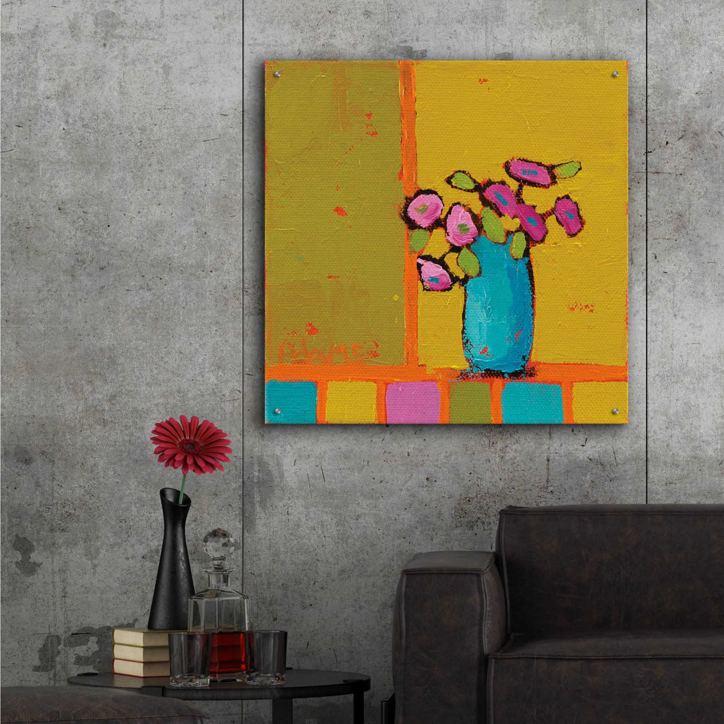 Epic Art 'Turquoise Vase' by Phyllis Adams, Acrylic Glass Wall Art,36x36