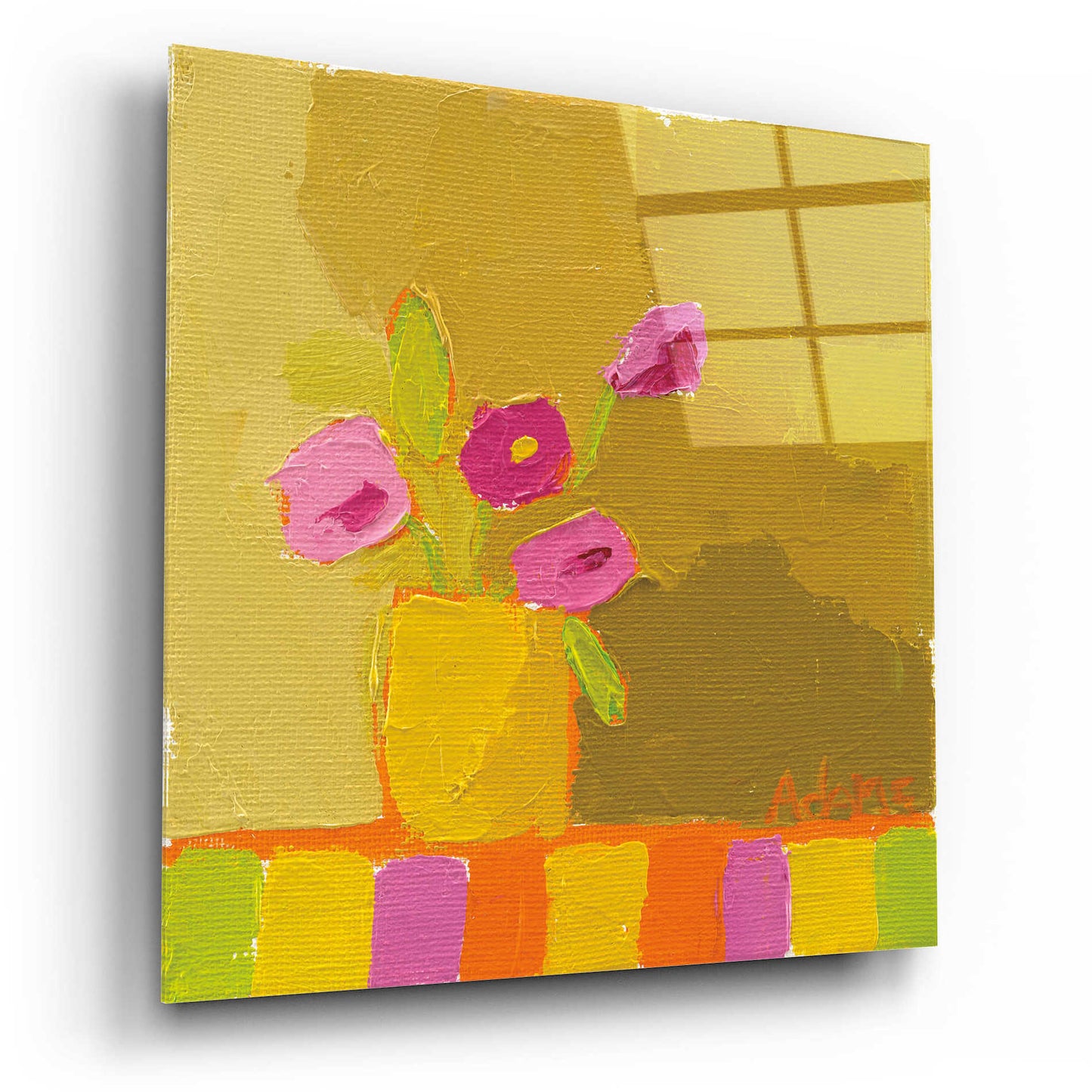 Epic Art 'Yellow Vase' by Phyllis Adams, Acrylic Glass Wall Art,12x12