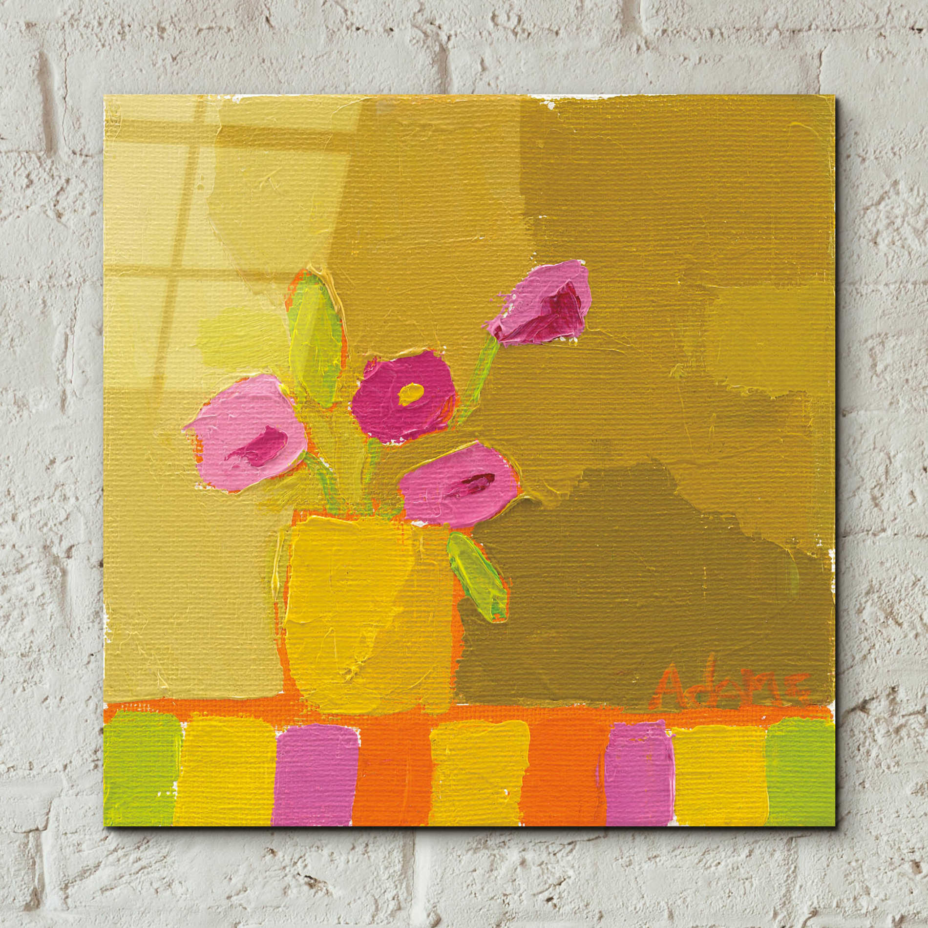 Epic Art 'Yellow Vase' by Phyllis Adams, Acrylic Glass Wall Art,12x12