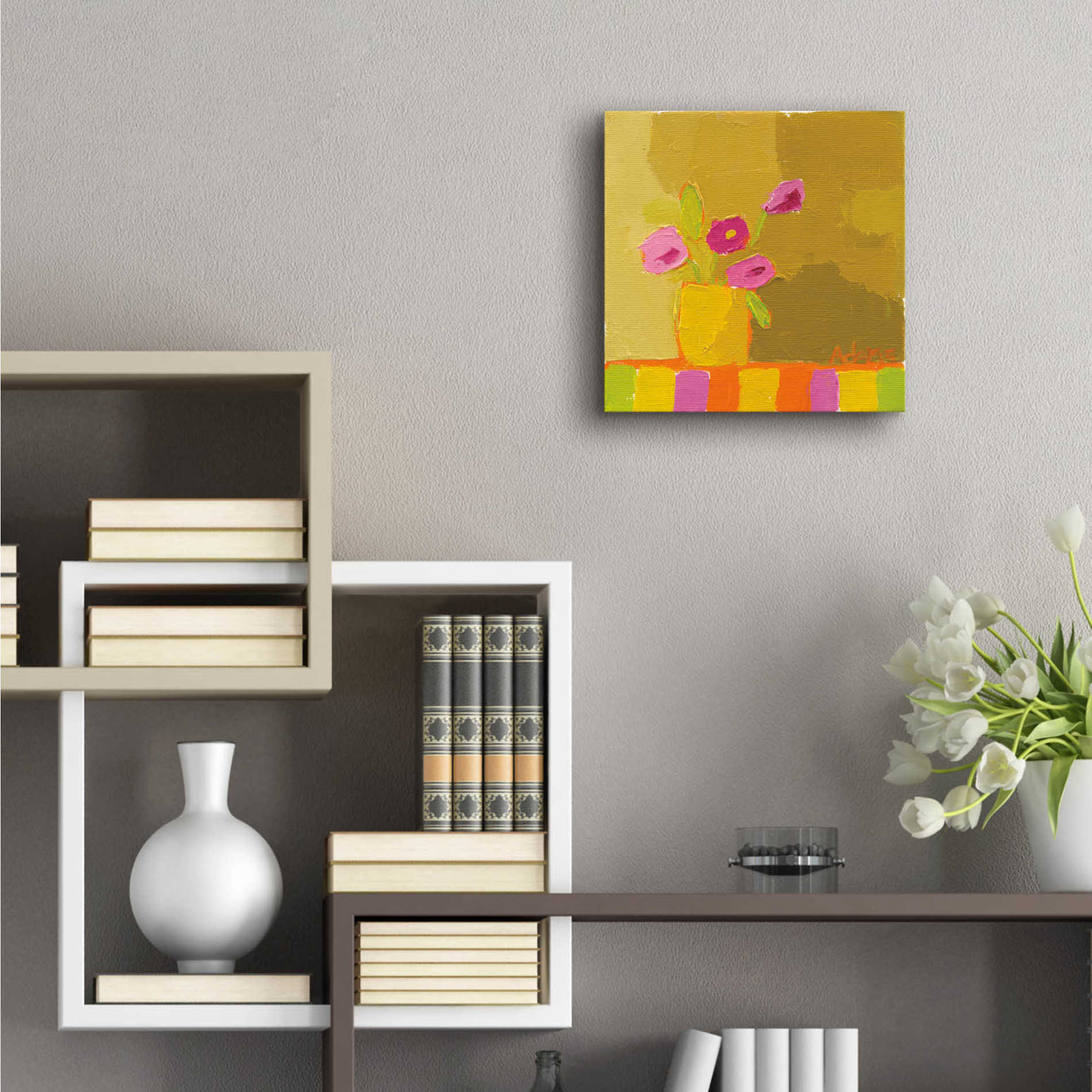 Epic Art 'Yellow Vase' by Phyllis Adams, Acrylic Glass Wall Art,12x12