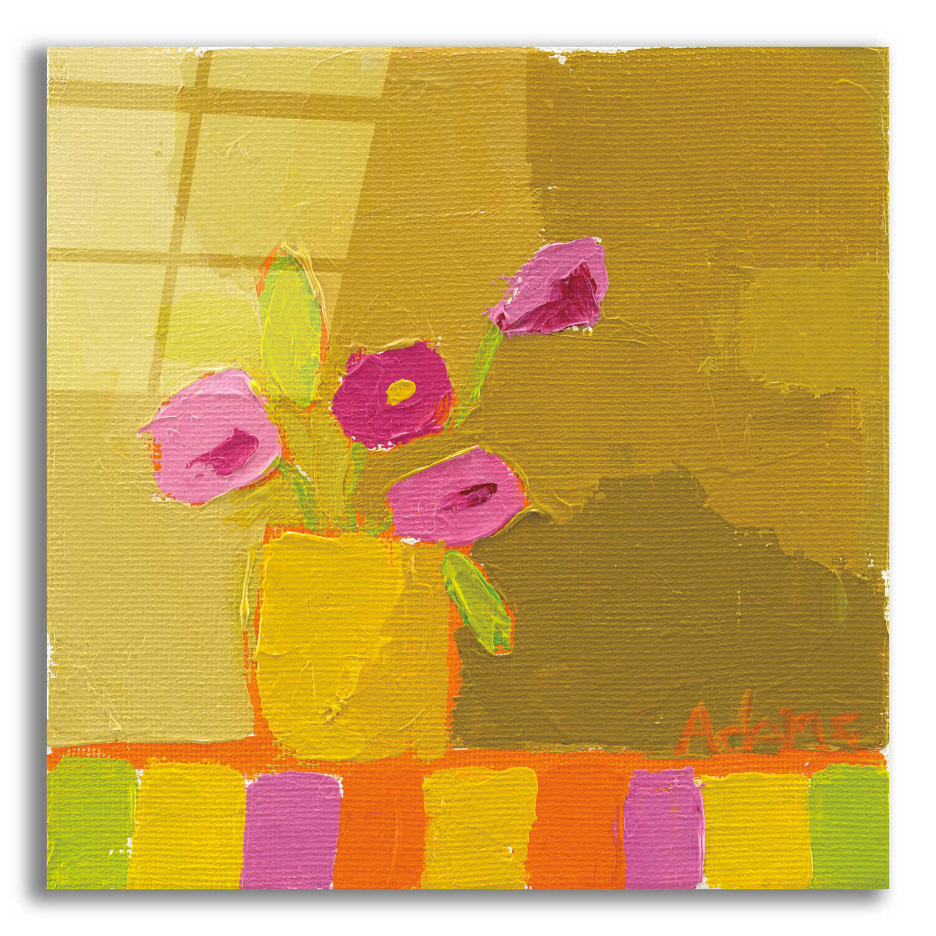 Epic Art 'Yellow Vase' by Phyllis Adams, Acrylic Glass Wall Art,12x12