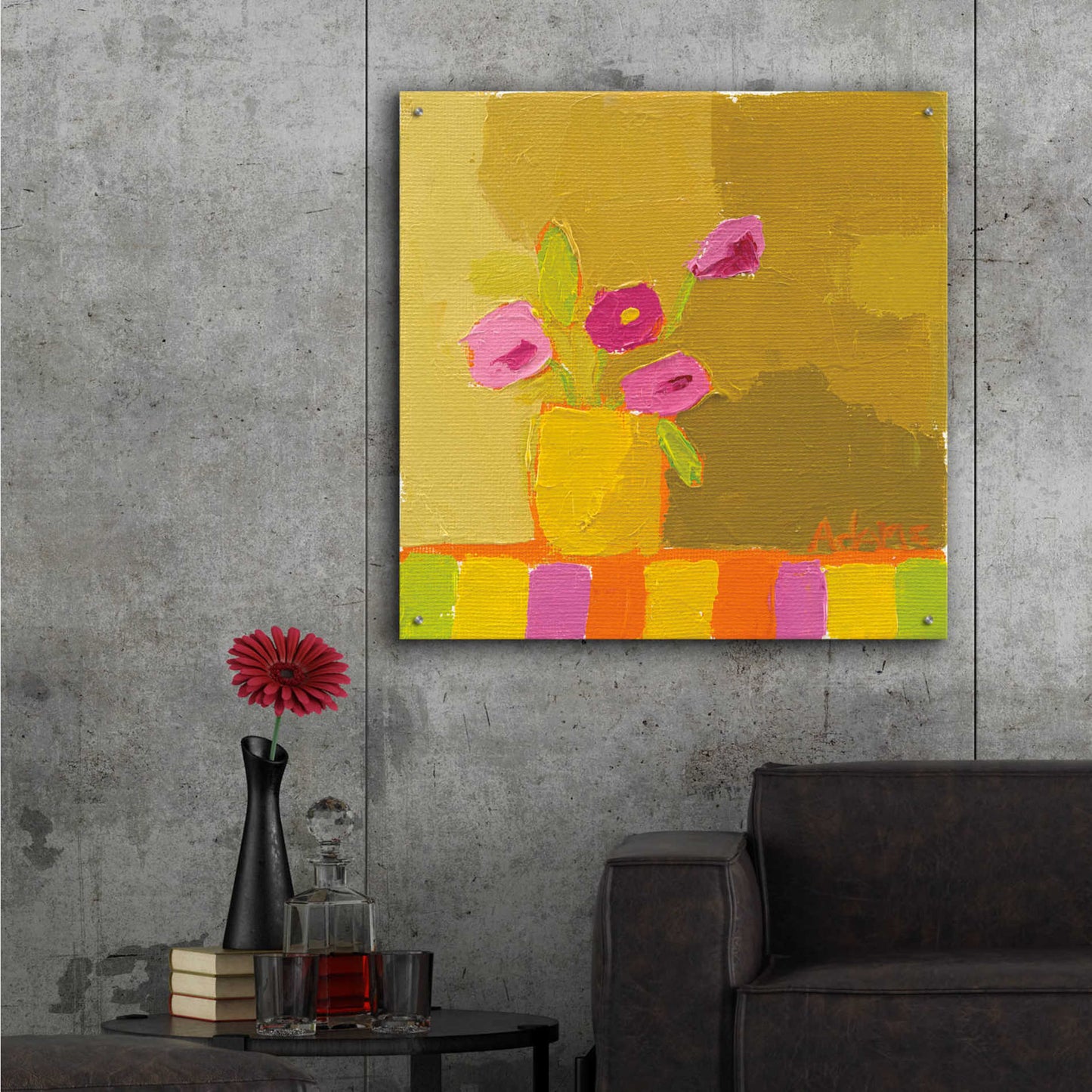 Epic Art 'Yellow Vase' by Phyllis Adams, Acrylic Glass Wall Art,36x36