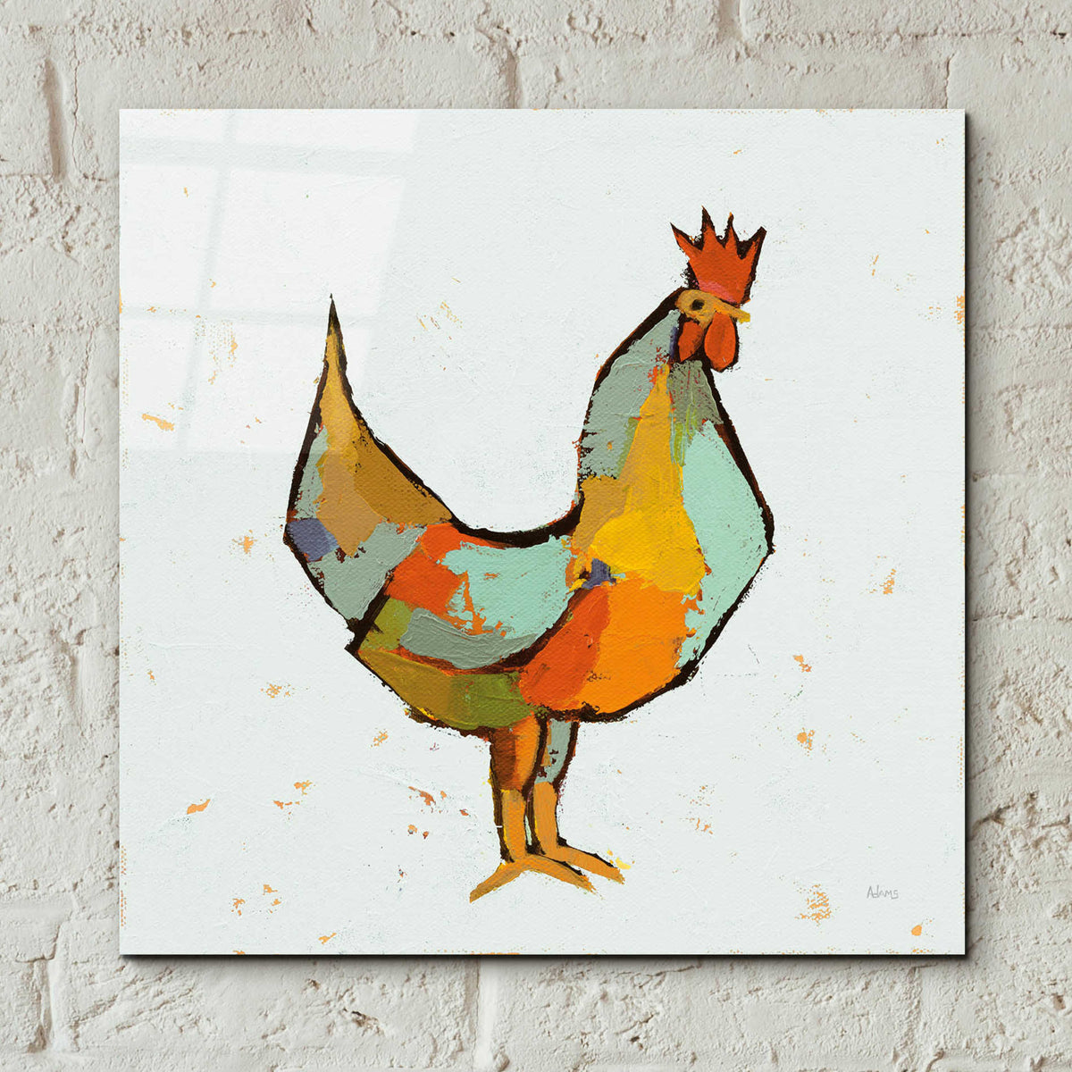 Epic Art 'The Strutter on White' by Phyllis Adams, Acrylic Glass Wall Art,12x12