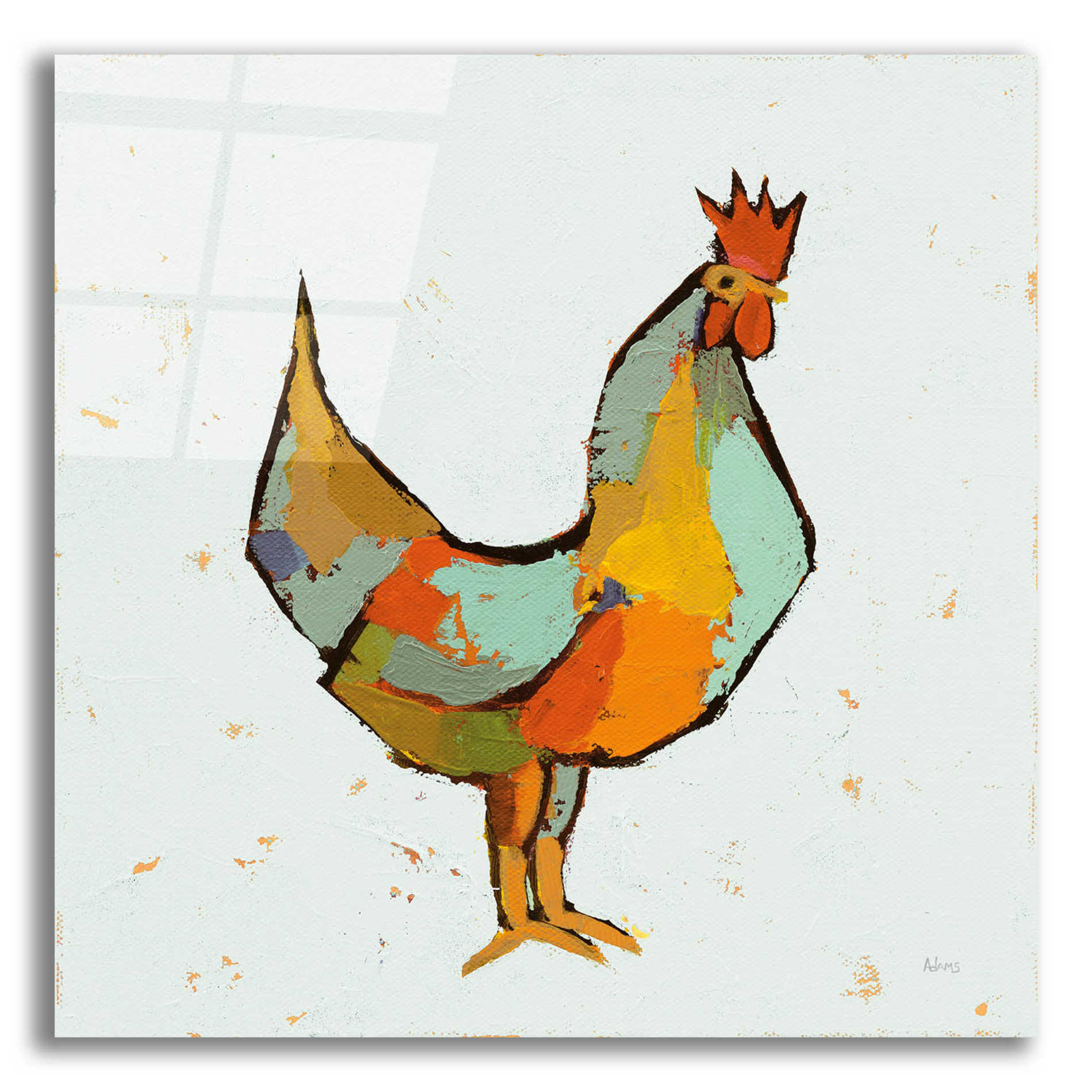 Epic Art 'The Strutter on White' by Phyllis Adams, Acrylic Glass Wall Art,12x12